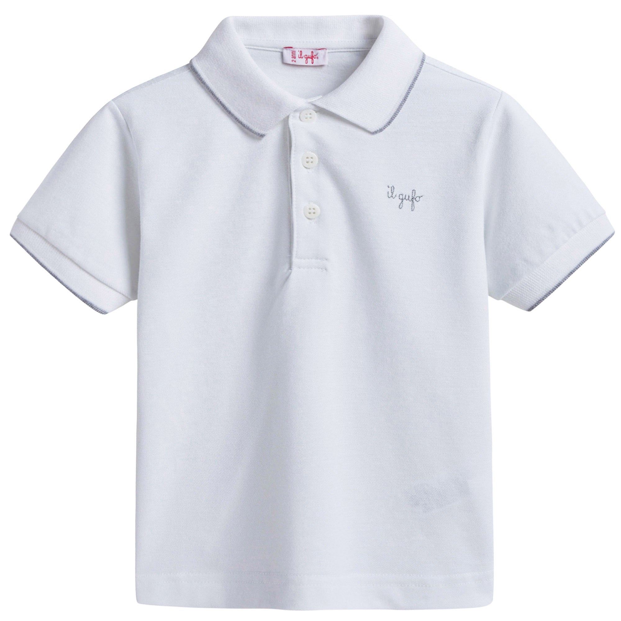 Boys White Cotton Polo Shirt