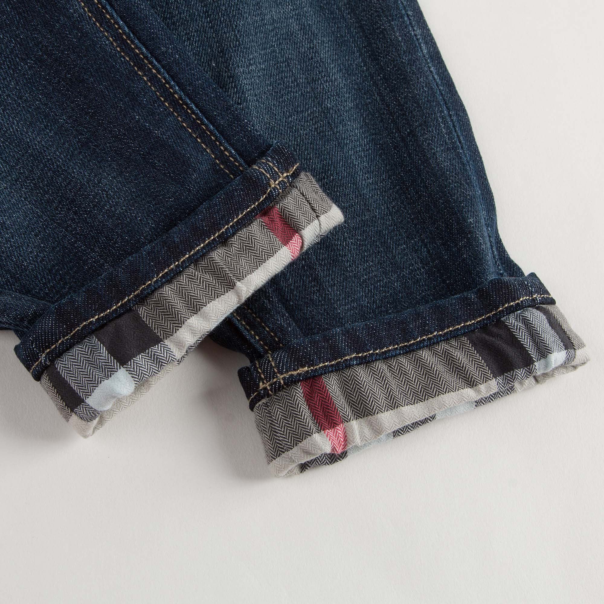 Baby Boys Blue Denim Jeans With Check Turn-Ups - CÉMAROSE | Children's Fashion Store - 6