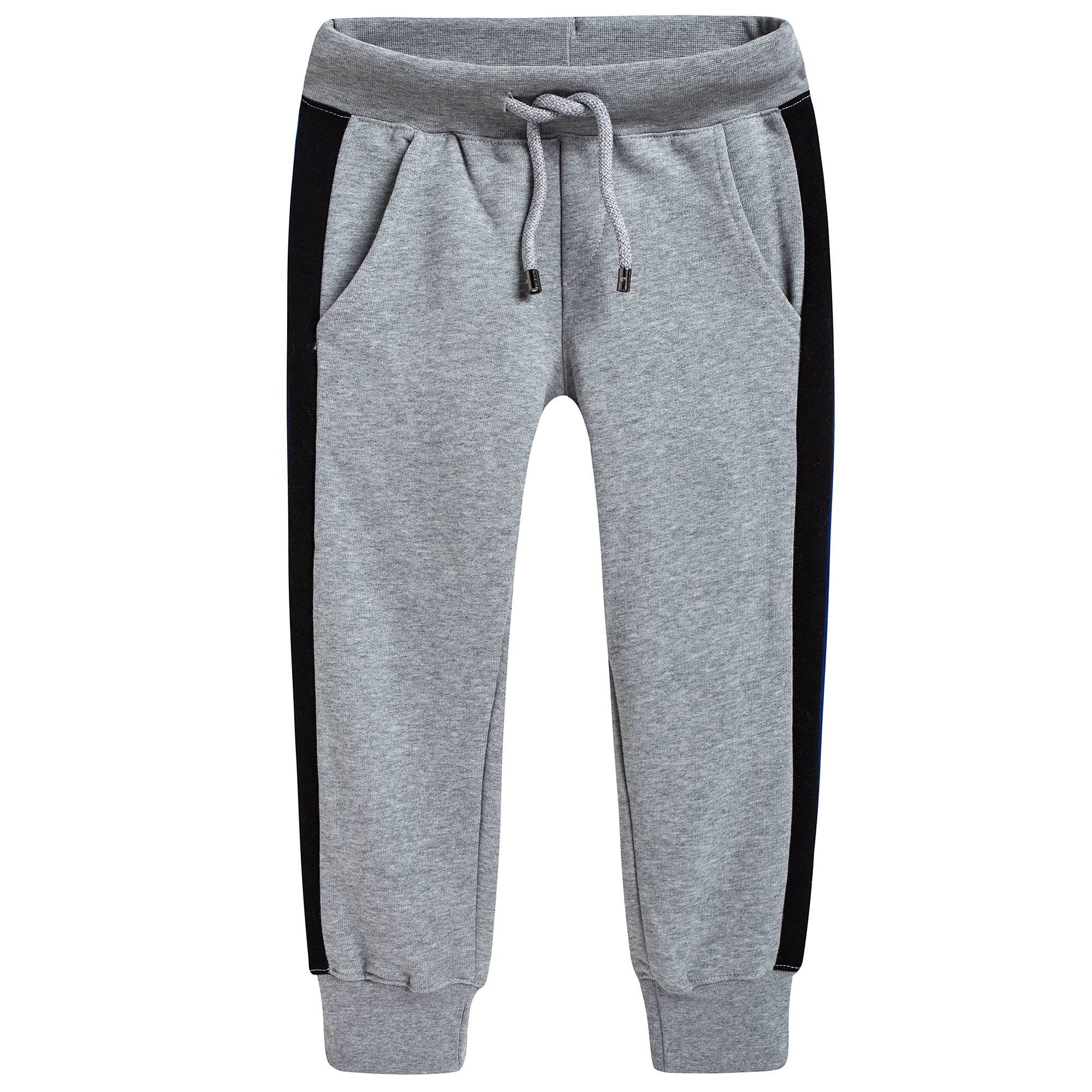 Boys Grey Cotton Tracksuit Trousers