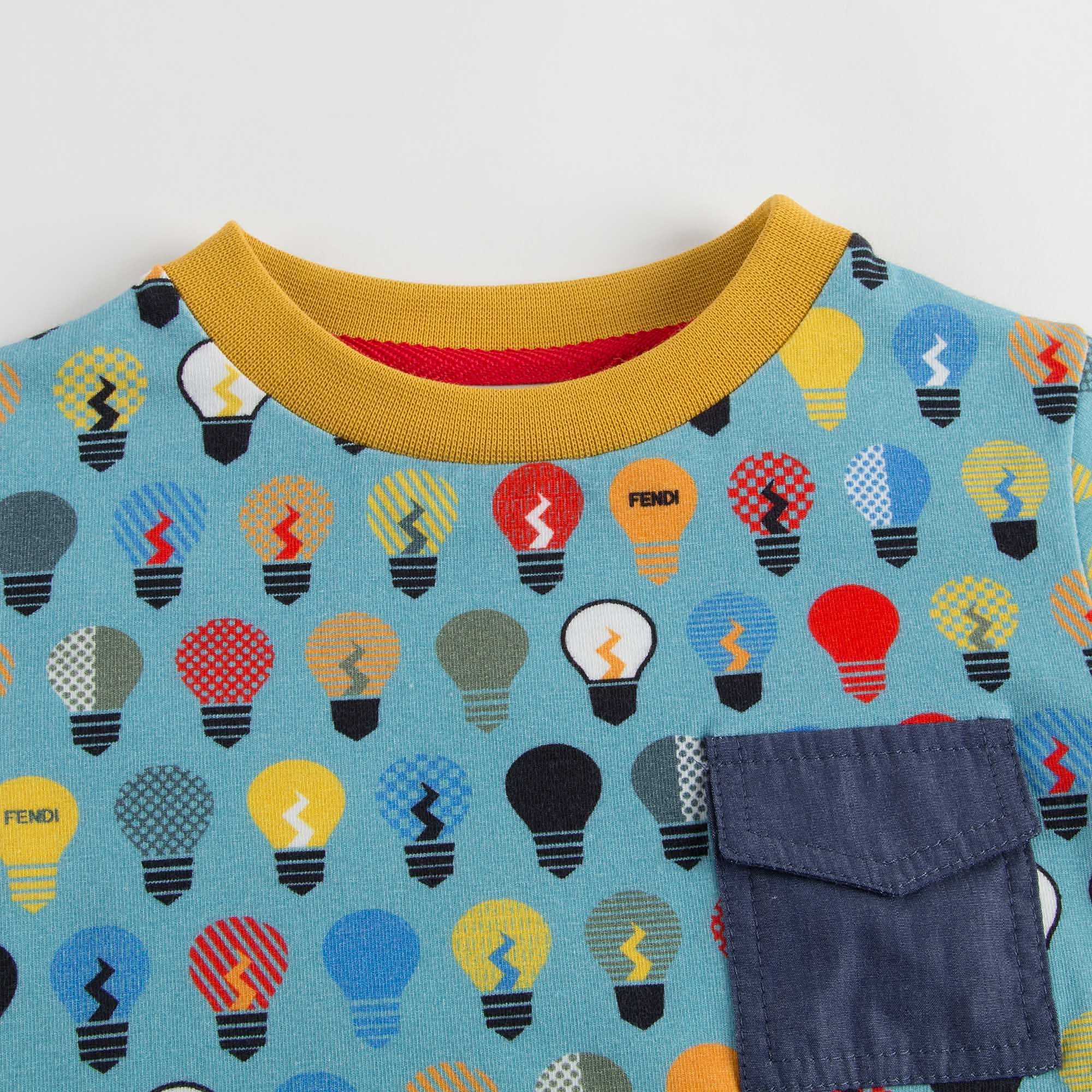 Boys Blue T-Shirt With Multicolor Lightbulb Print - CÉMAROSE | Children's Fashion Store - 3