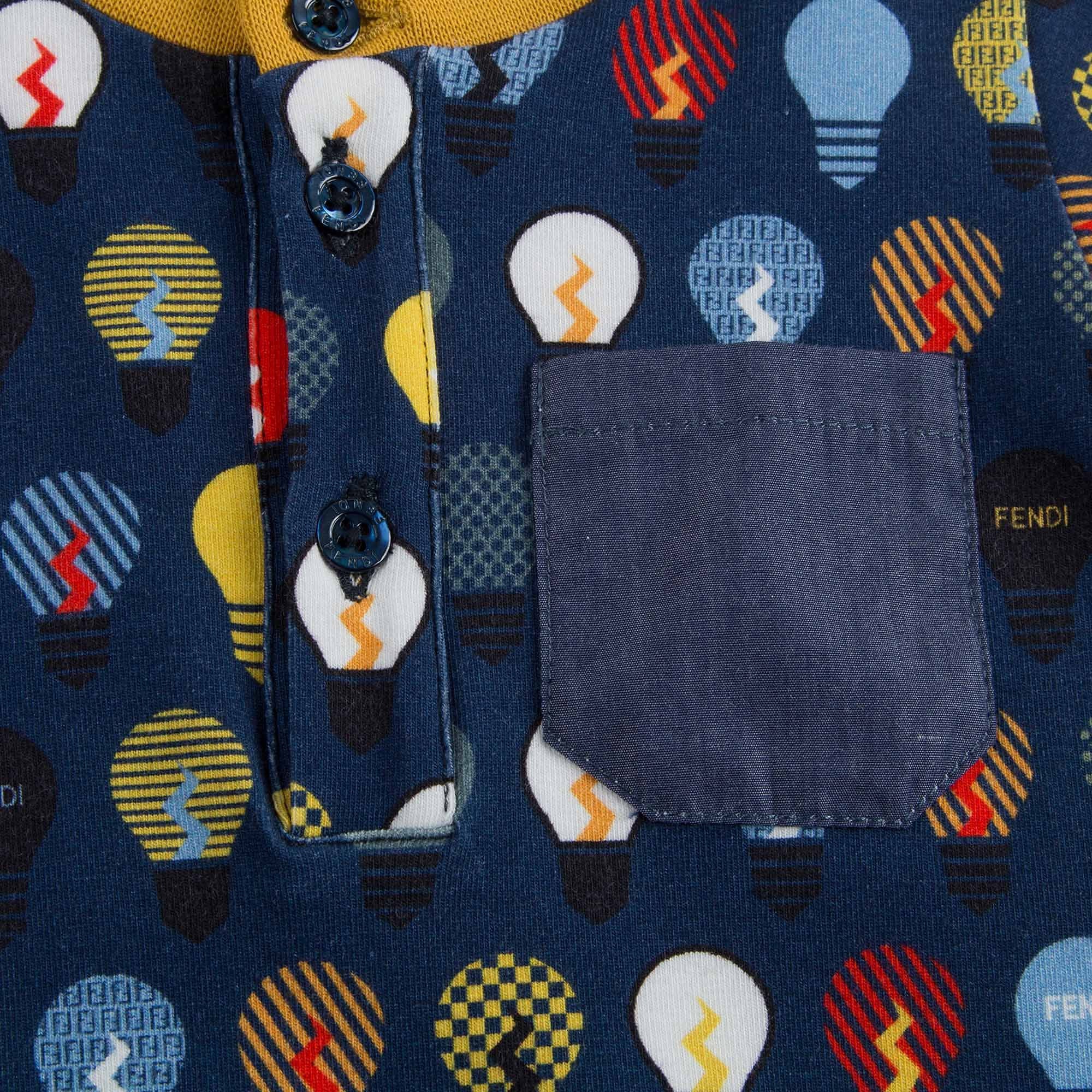 Baby Boys Navy Blue T-Shirt With Multicolor Lightbulb Print - CÉMAROSE | Children's Fashion Store - 4