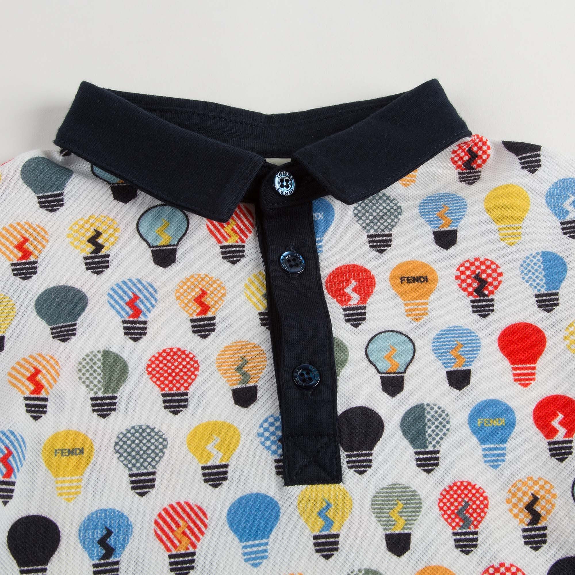 Boys Blue Polo Shirt With Multicolor Lightbulb Print - CÉMAROSE | Children's Fashion Store - 3