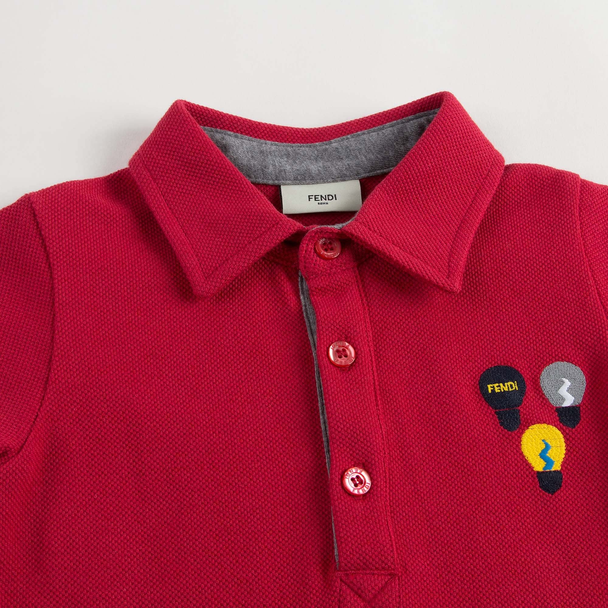 Baby Boys Red Embroidered Lightbulb Polo Shirt - CÉMAROSE | Children's Fashion Store - 3