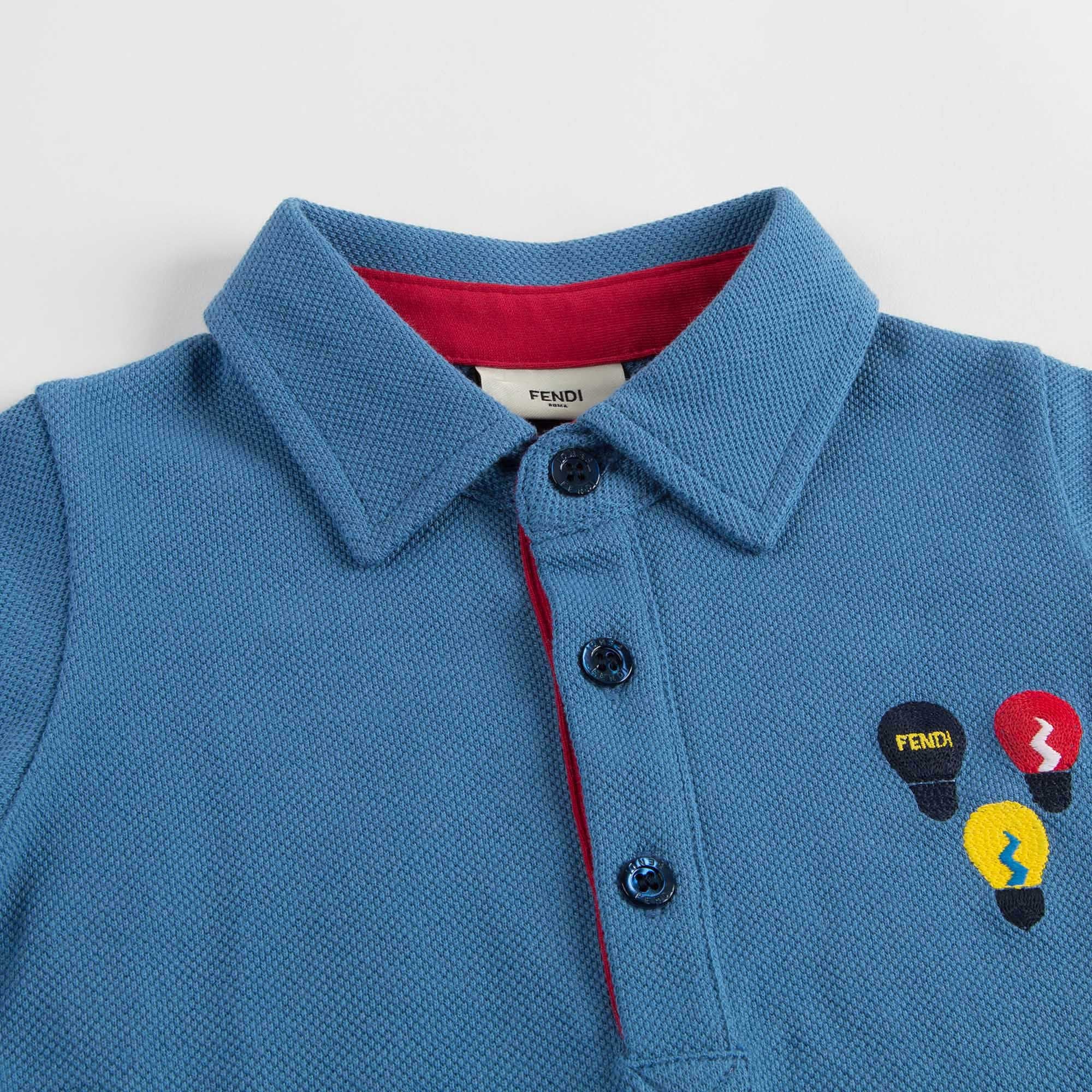 Baby Boys Blue Embroidered Lightbulb Polo Shirt - CÉMAROSE | Children's Fashion Store - 3