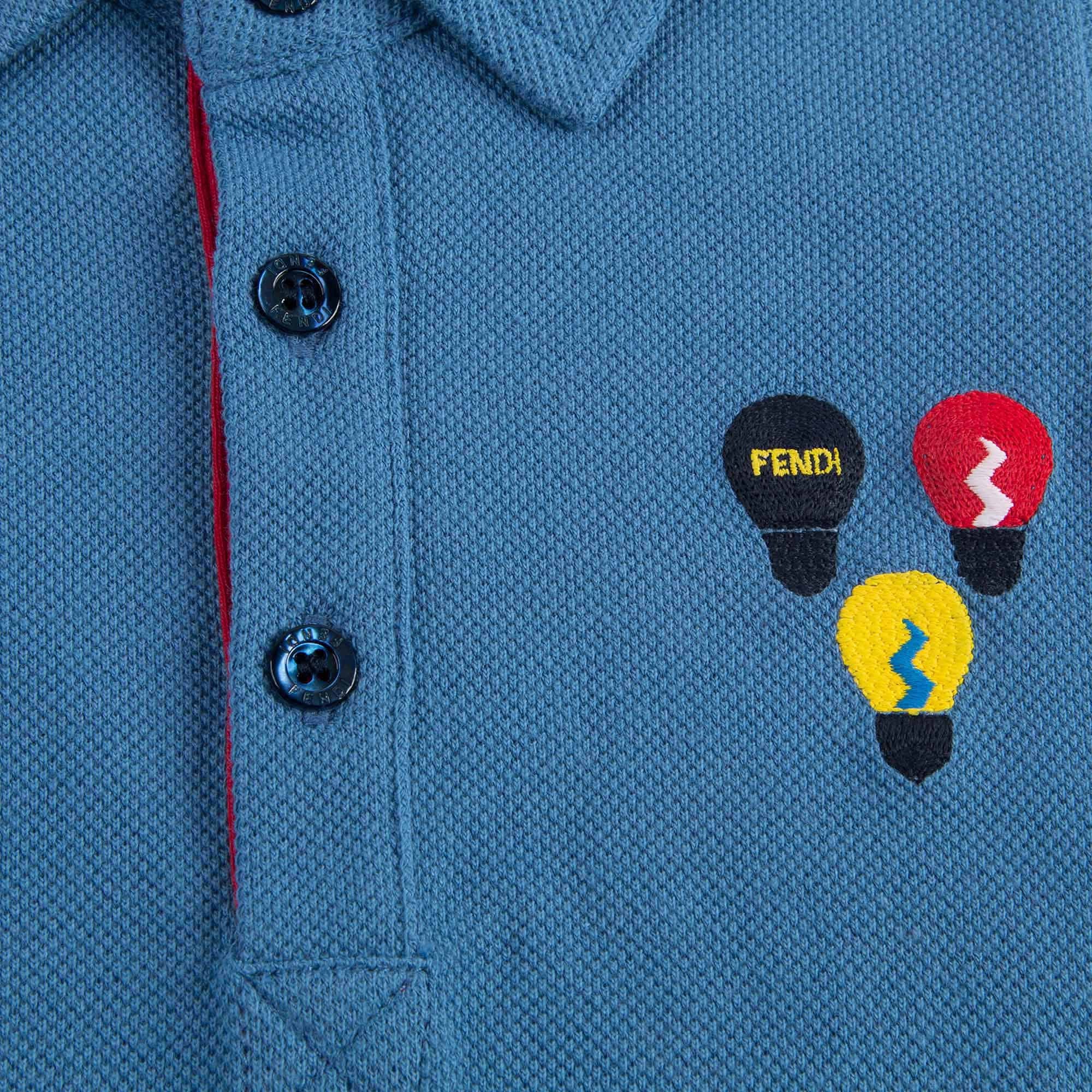 Baby Boys Blue Embroidered Lightbulb Polo Shirt - CÉMAROSE | Children's Fashion Store - 4