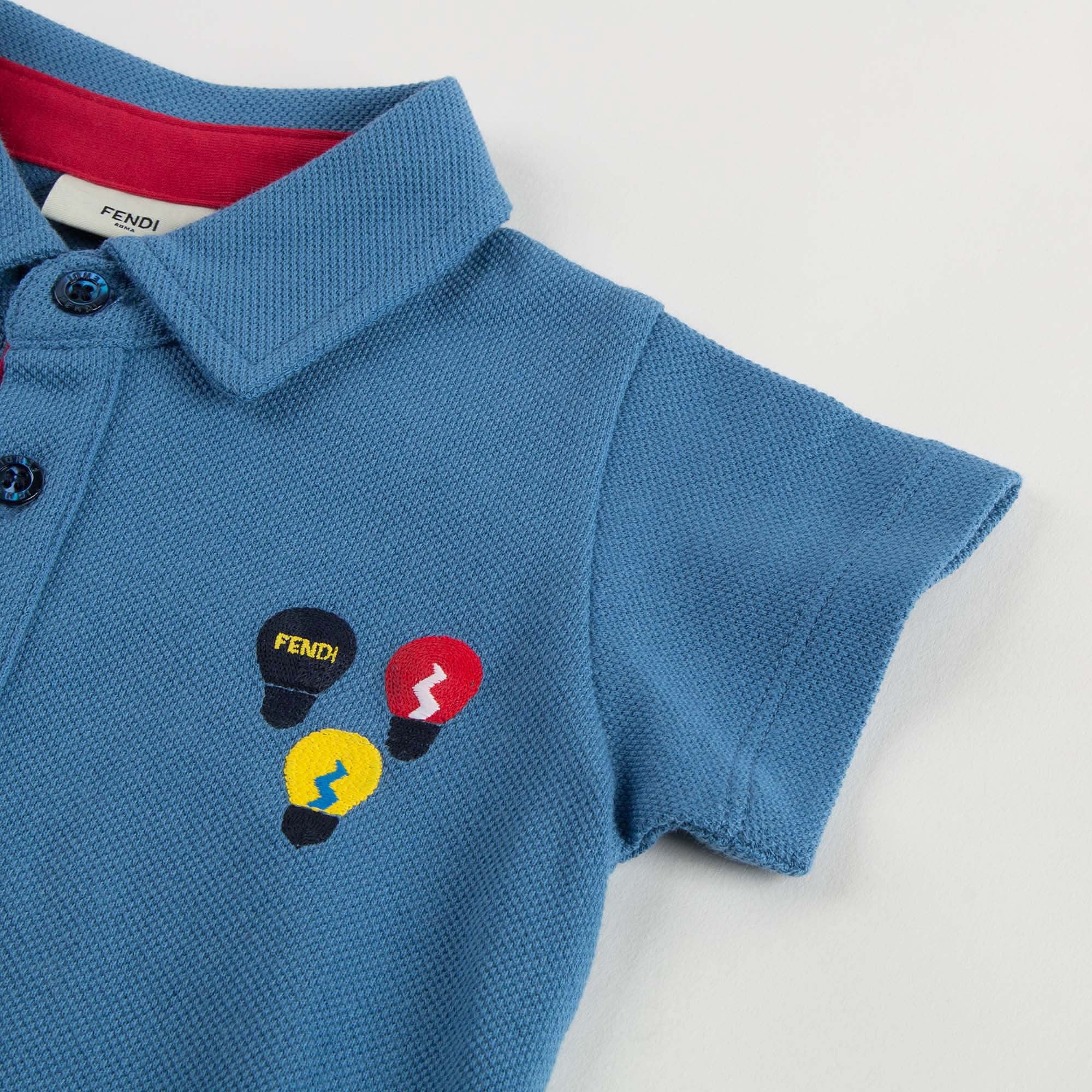 Baby Boys Blue Embroidered Lightbulb Polo Shirt - CÉMAROSE | Children's Fashion Store - 5