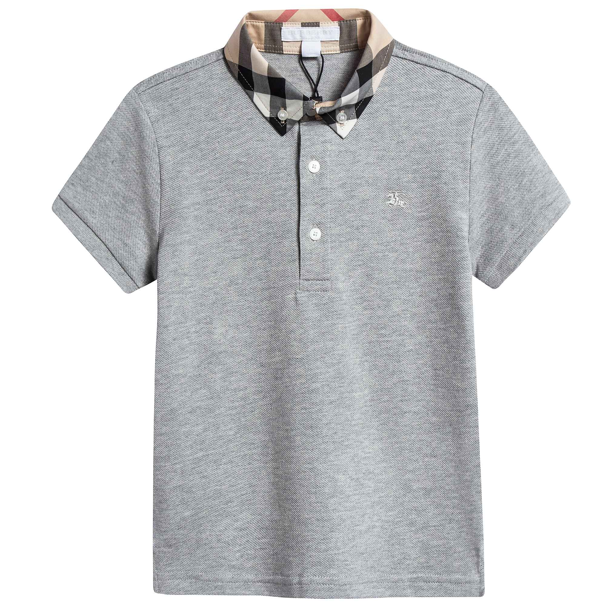 Boys Pale Gray Cotton Polo Shirts