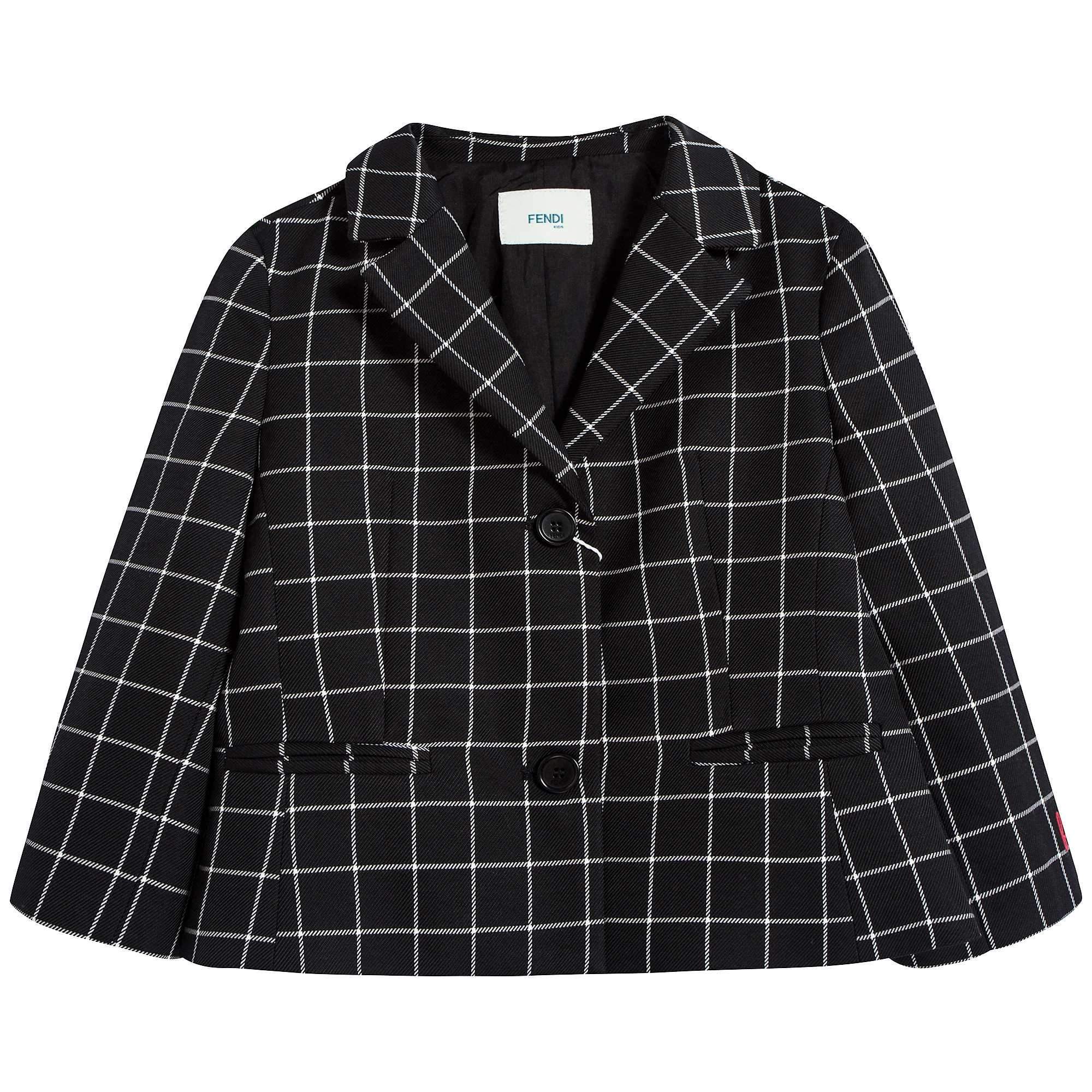 Boys Black & White Check Cotton Coat