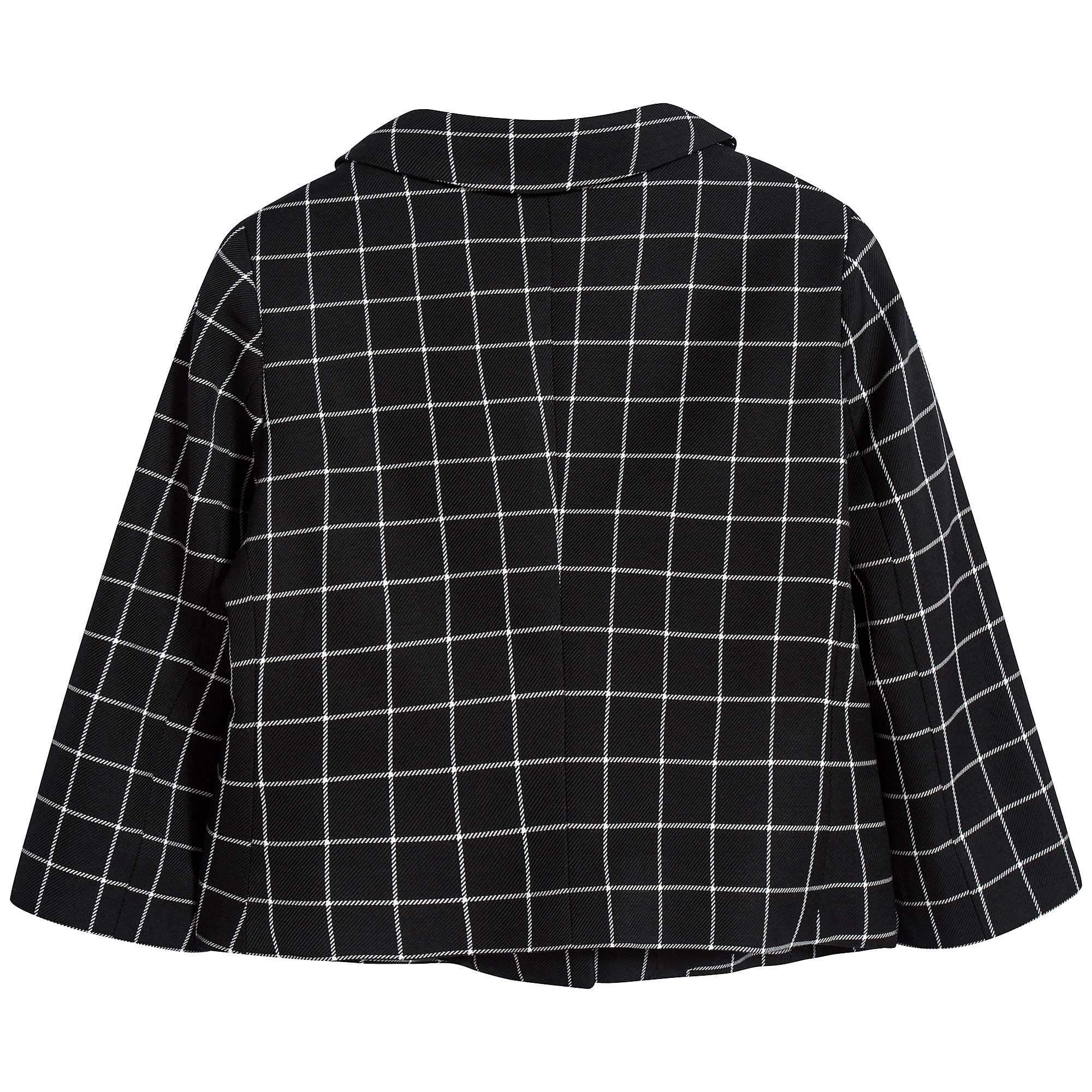 Boys Black & White Check Cotton Coat