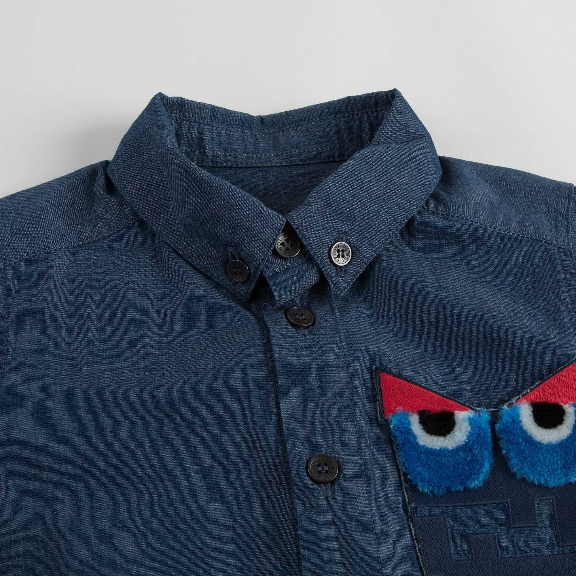 Boys Blue Monster Trims Denim Shirt - CÉMAROSE | Children's Fashion Store - 3