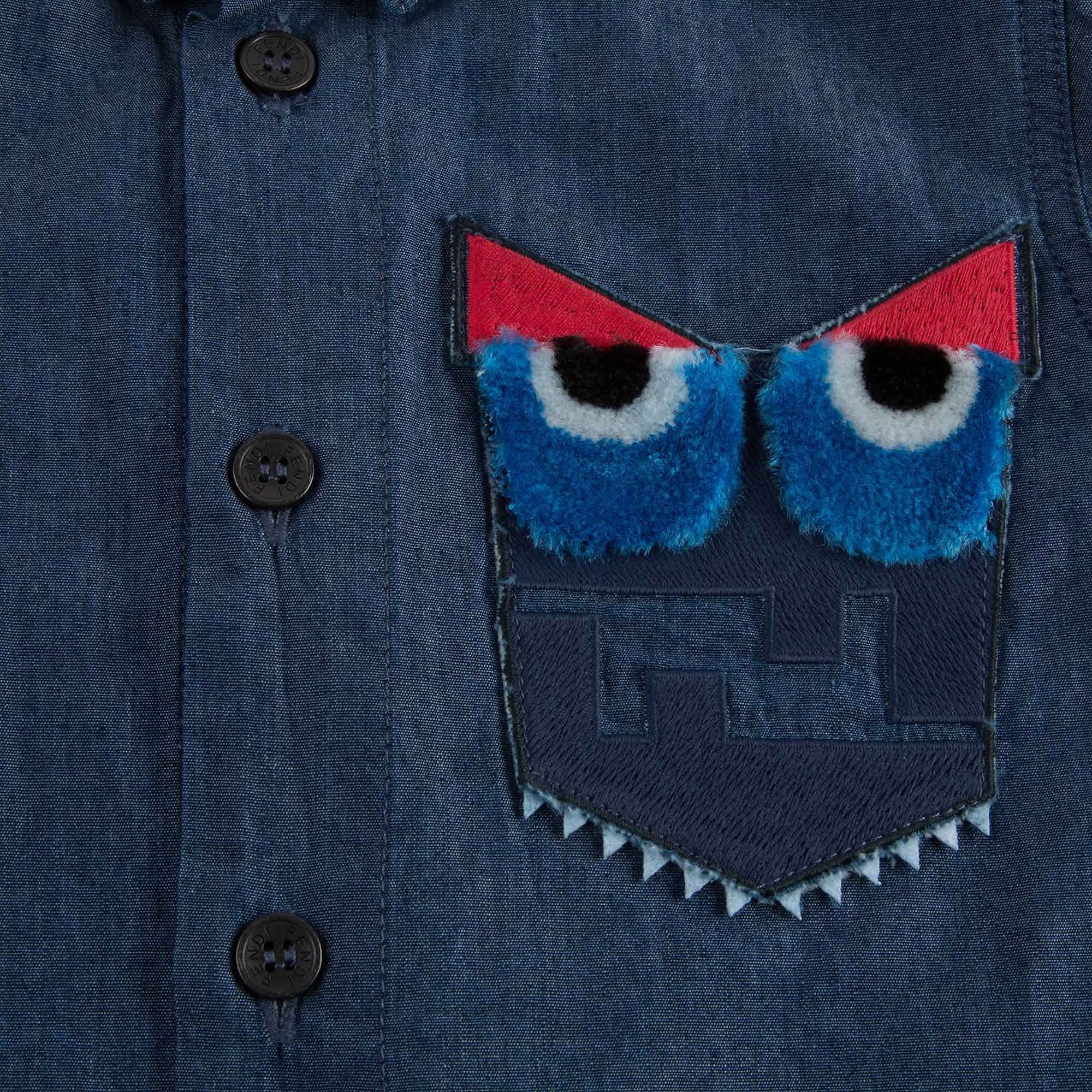 Boys Blue Monster Trims Denim Shirt - CÉMAROSE | Children's Fashion Store - 4