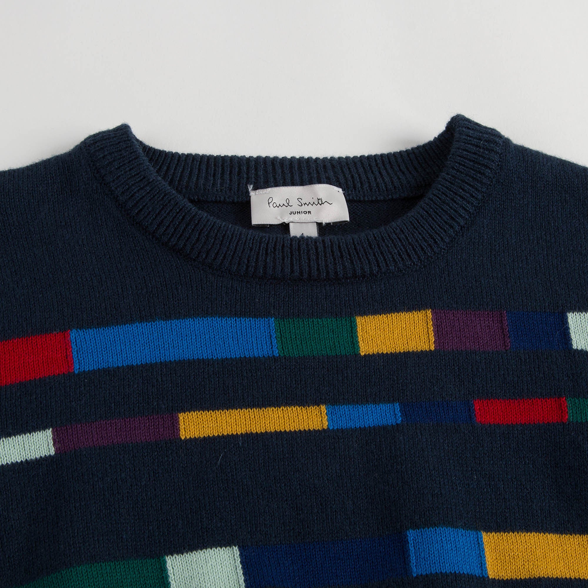 Boys Dark Blue Cotton Knitted Sweater With Multicolor Print - CÉMAROSE | Children's Fashion Store - 3