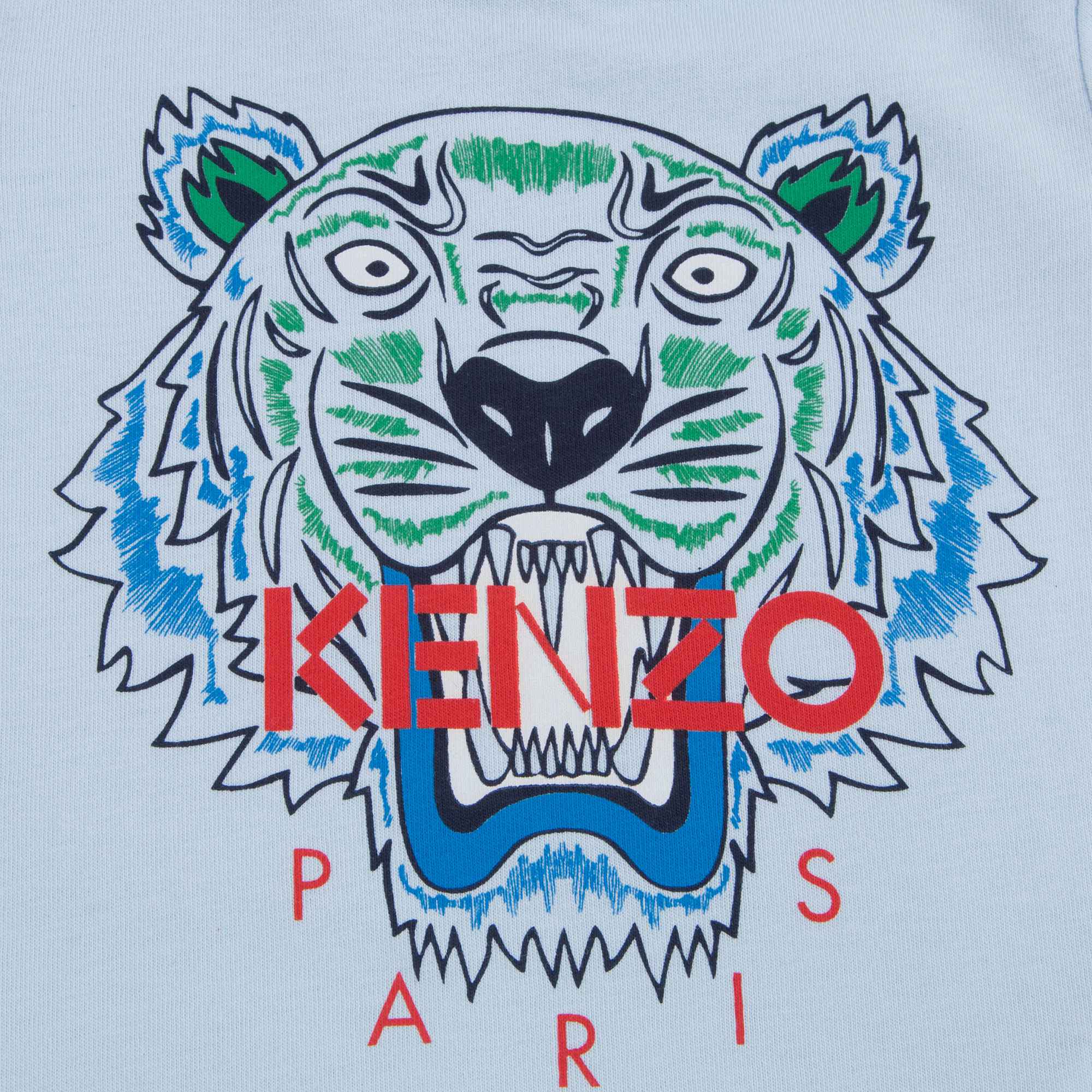 Boys Light Blue Tiger Cotton T-shirt