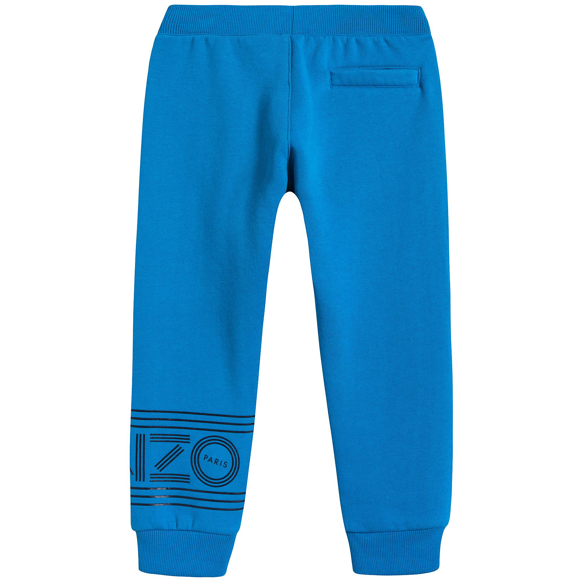 Boys Vivid Blue Logo Cotton Trousers