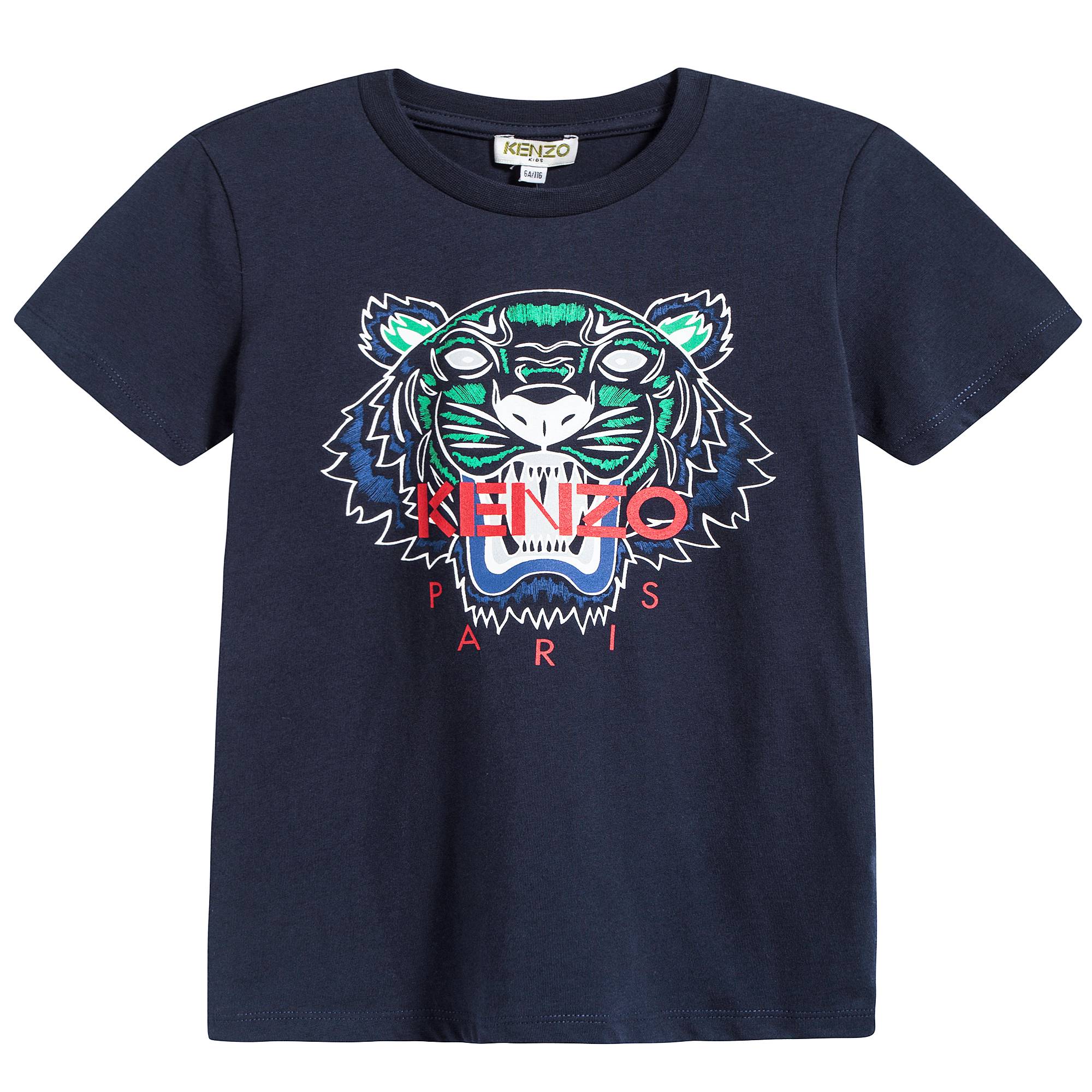 Boys Navy With Tiger Cotton T-shirt