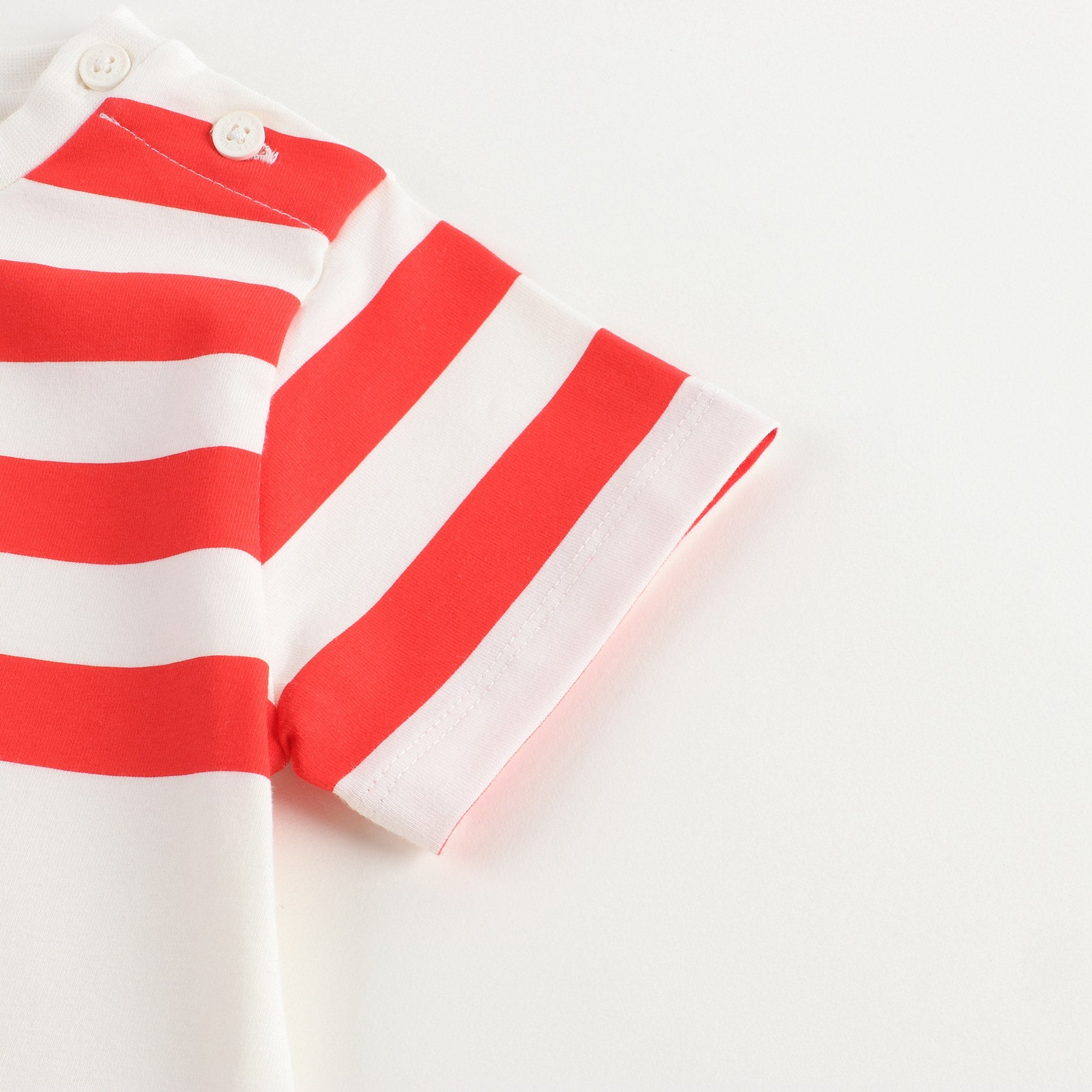 Baby Girls White & Red Stripes T-shirt