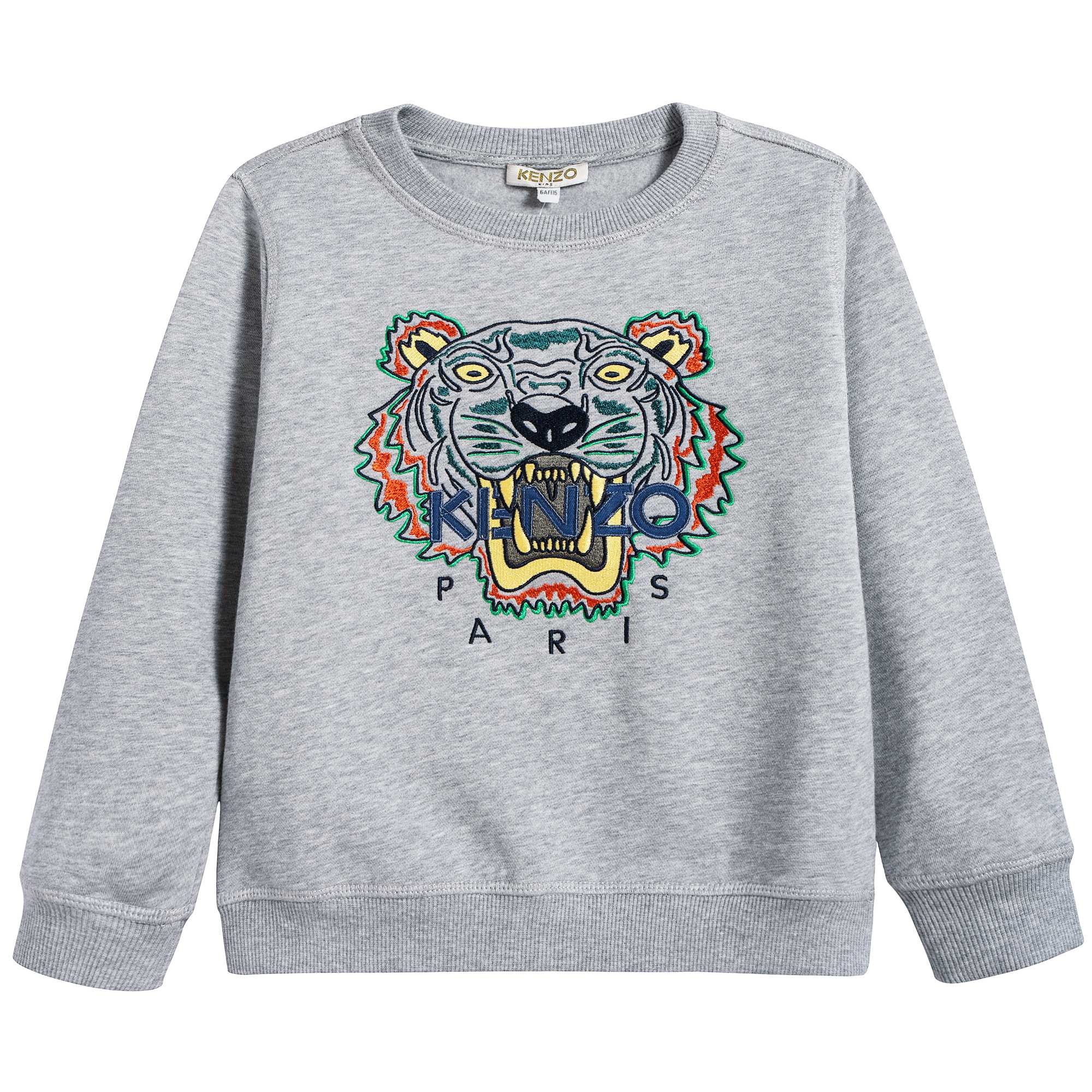 Boys Marl Grey With Tiger Cotton Sweatshirt