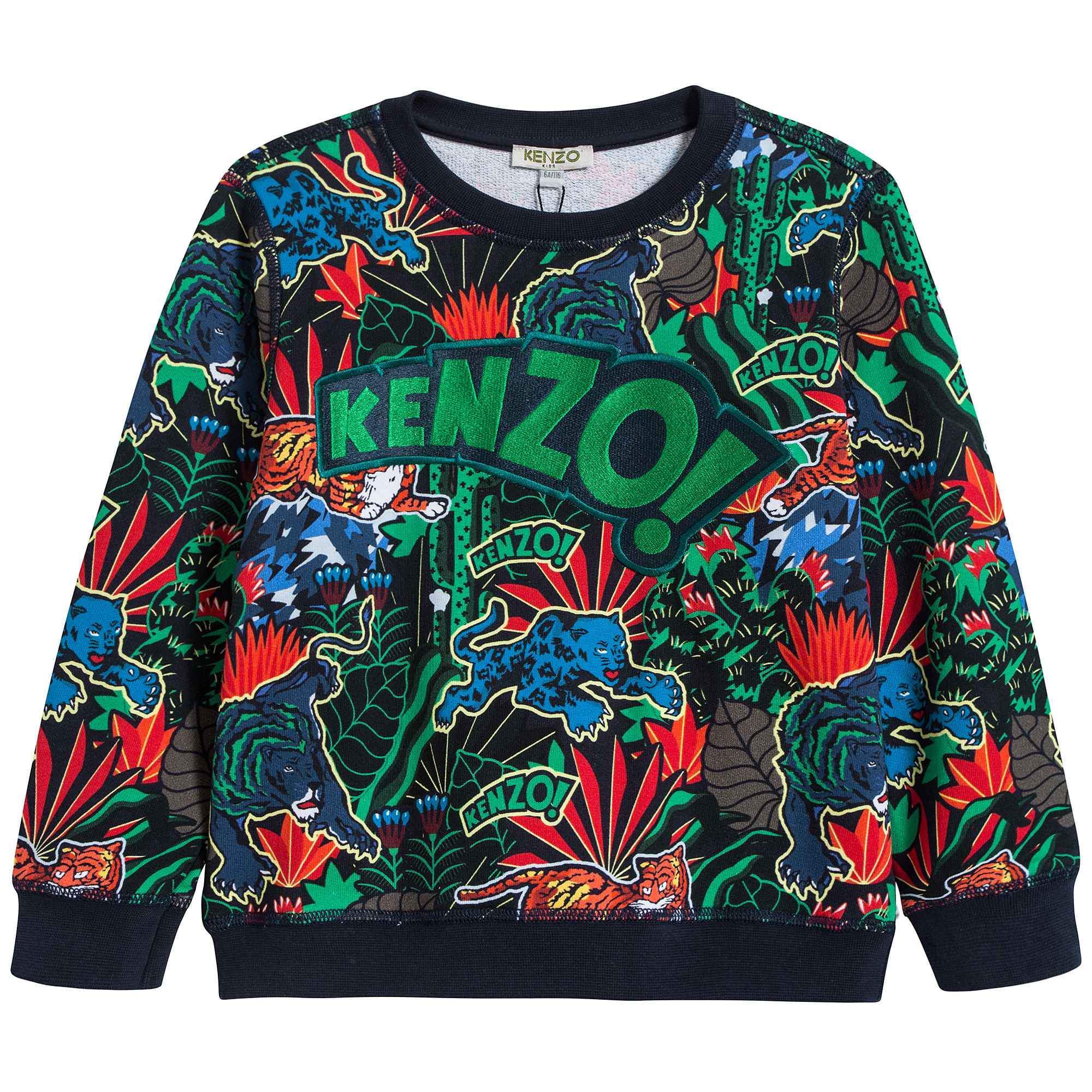 Boys Navy Printed Cotton Sweatshirt