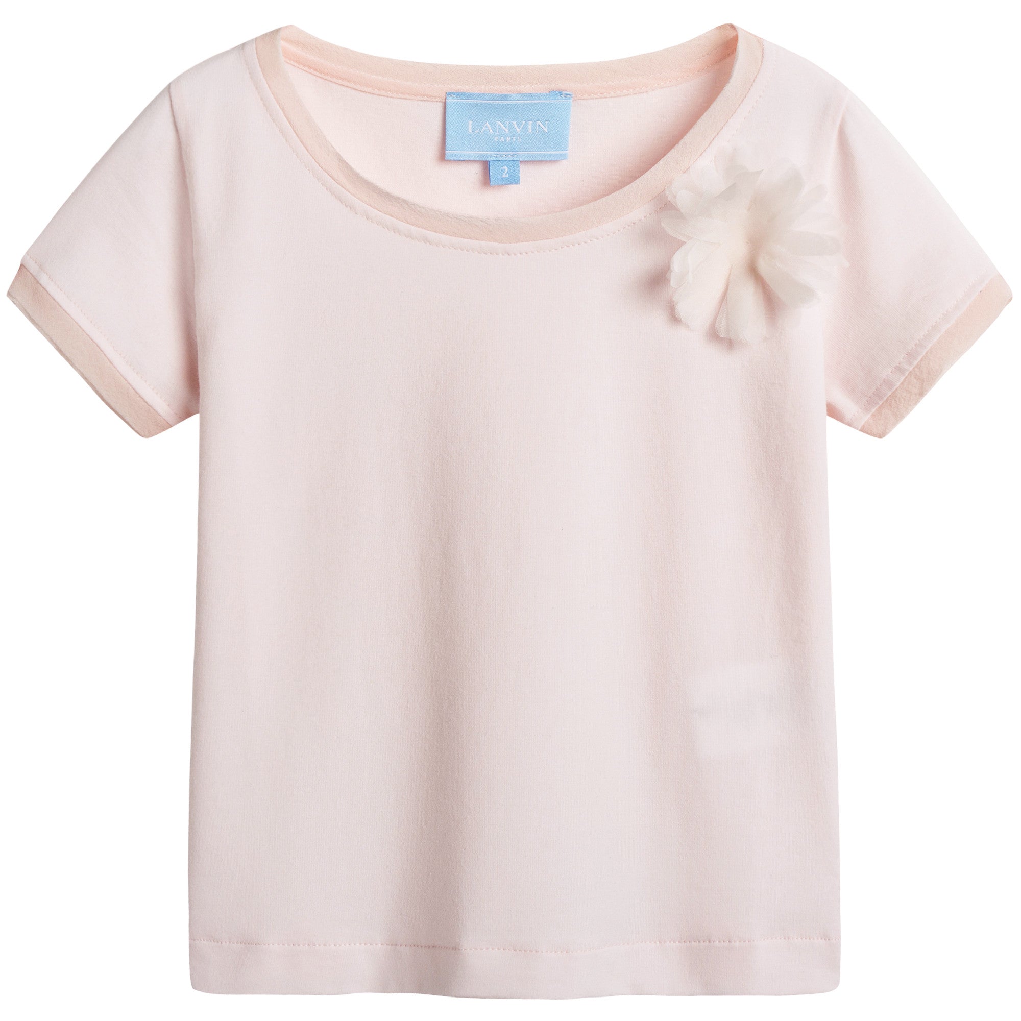 Girls Pink Cotton T-shirt With Flower