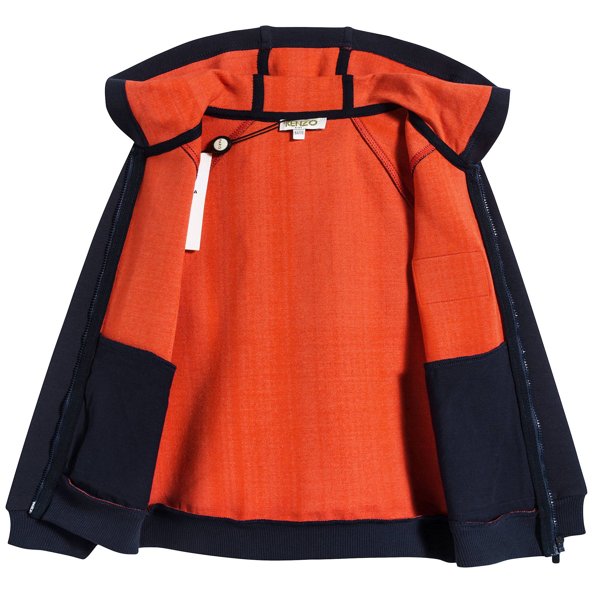 Boys Navy & Orange Cotton Cardigan