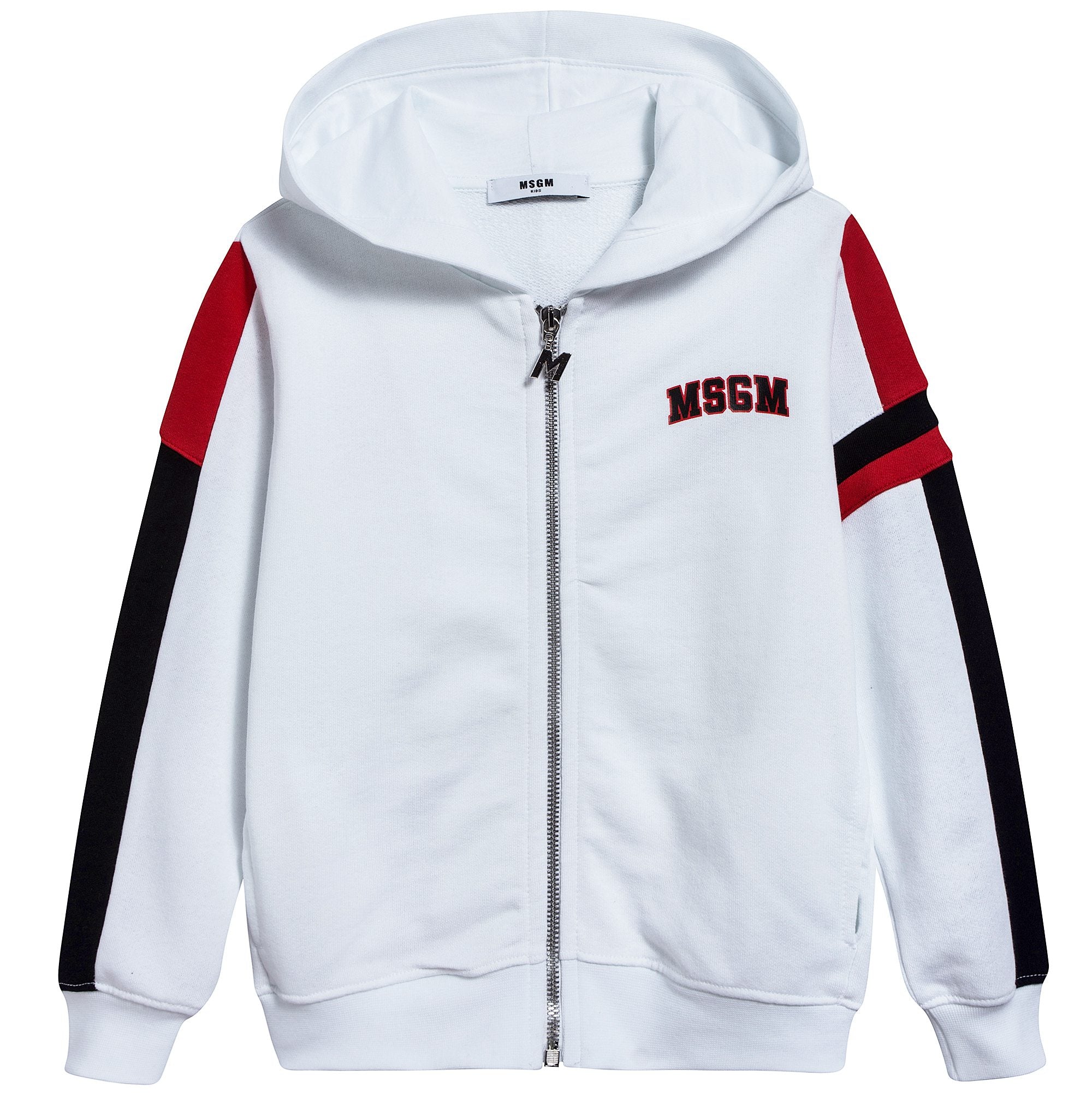 Boys White Cotton Fleece Hoodie Jacket