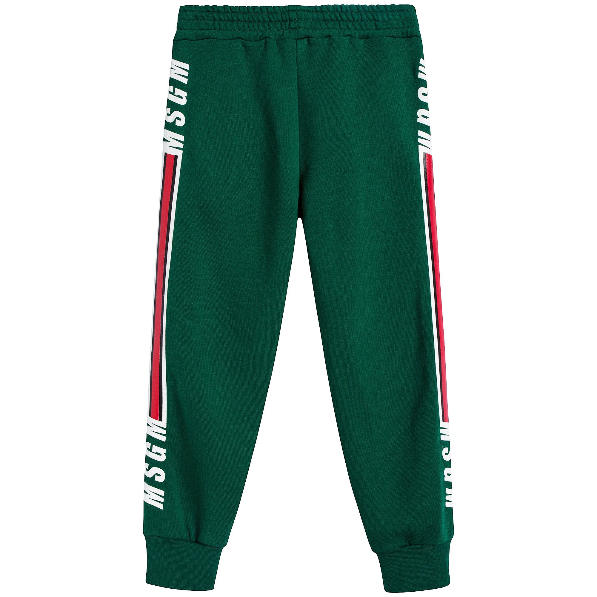 Boys Green Logo Cotton Trousers