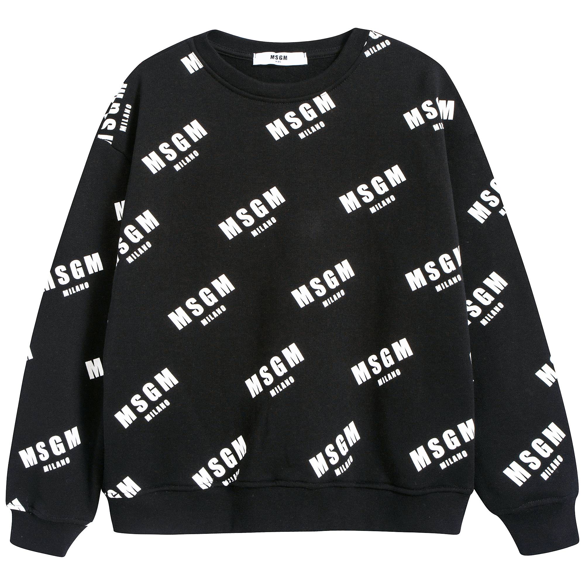 Boys Black Logo Cotton Sweatshirt