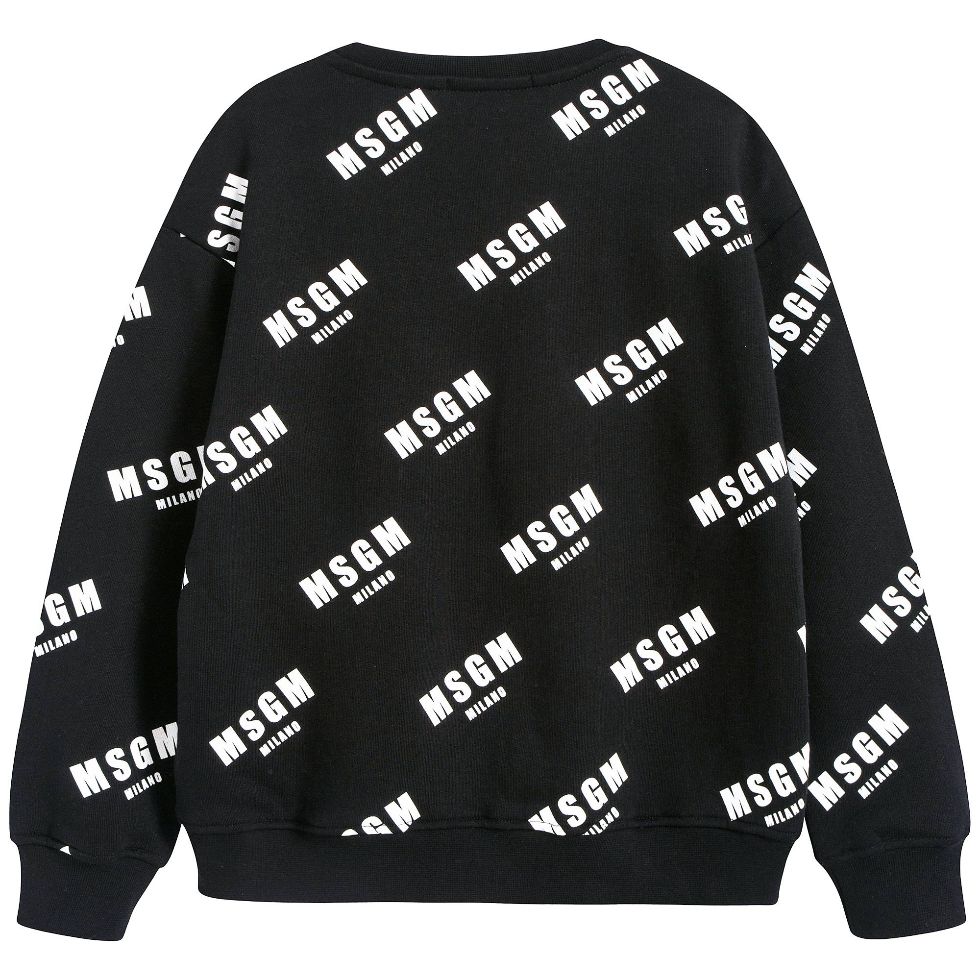 Boys Black Logo Cotton Sweatshirt