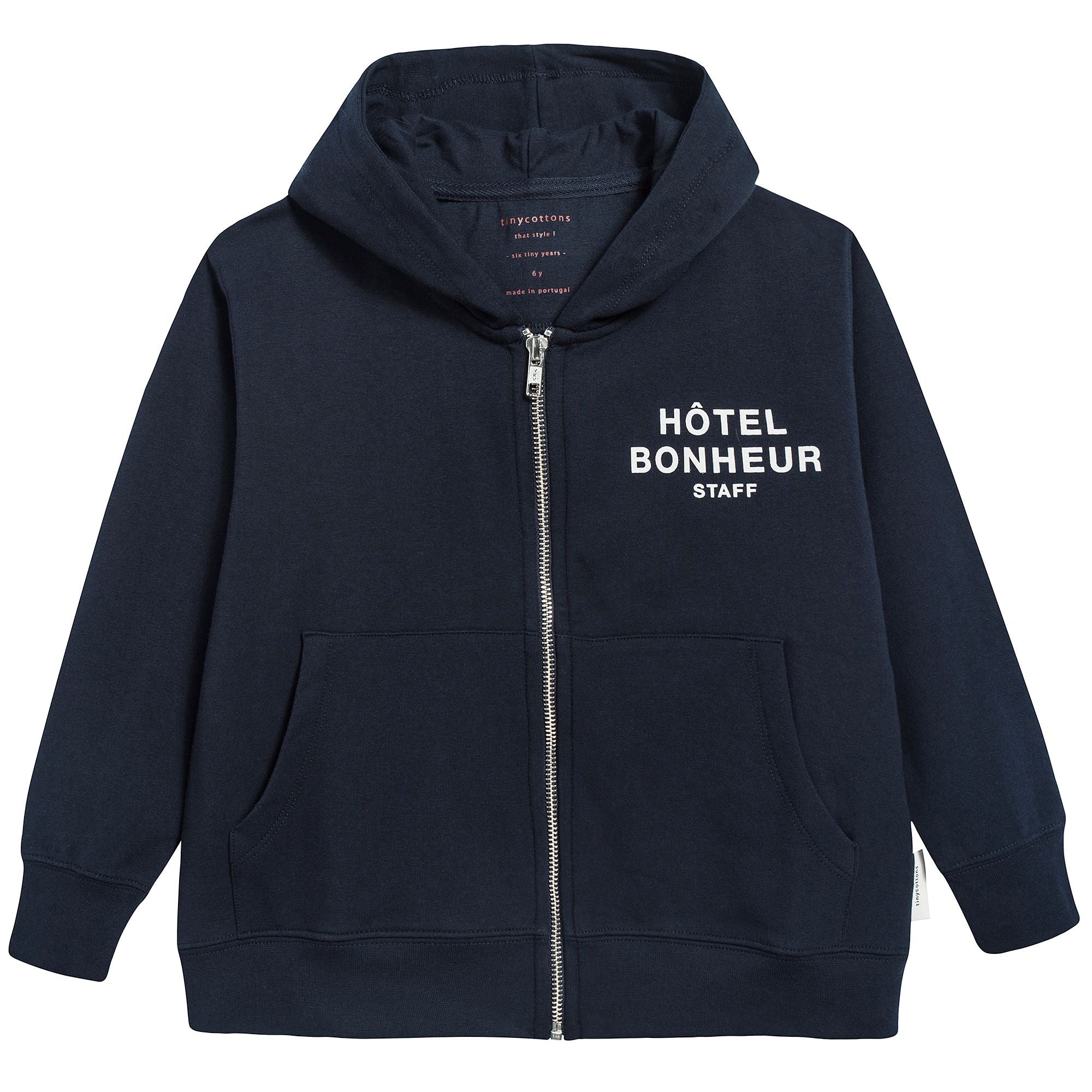 Boys Navy & Off White Pima Cotton Zip-up Top