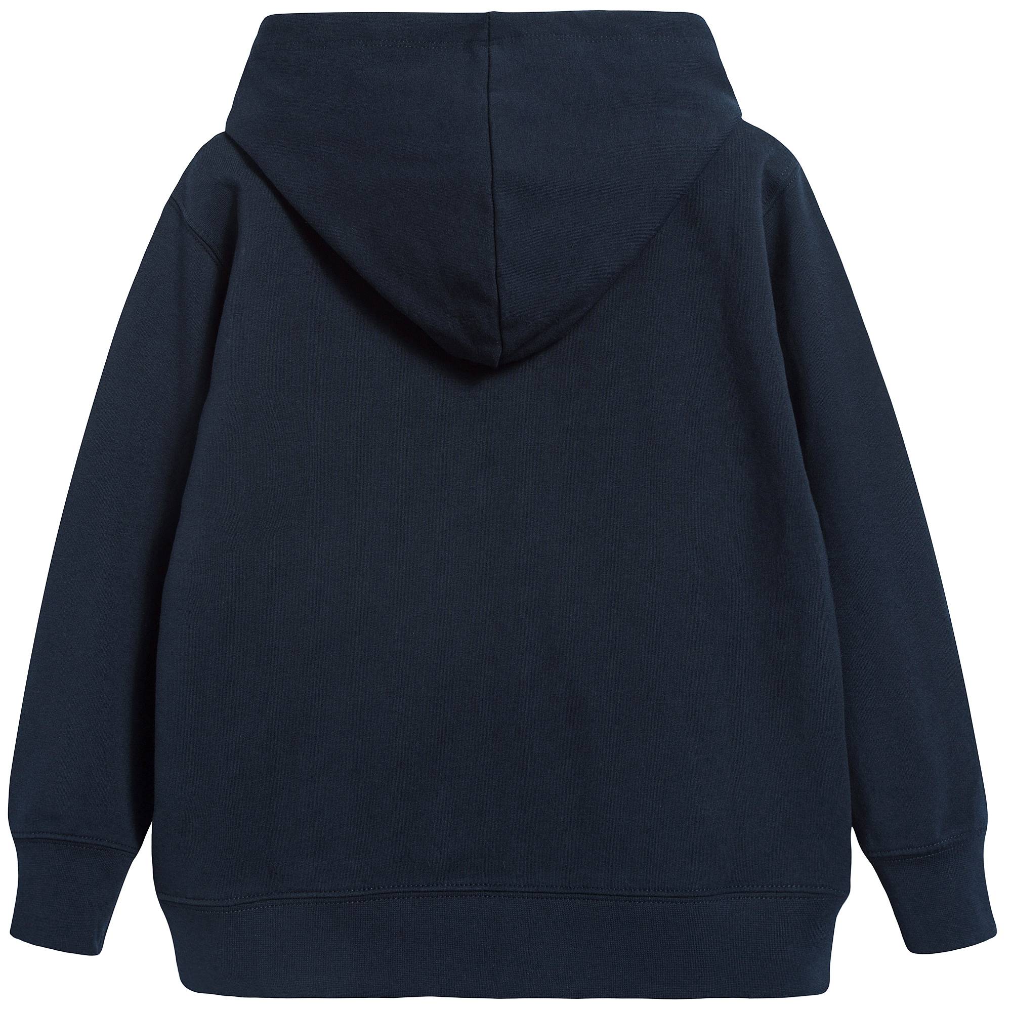 Boys Navy & Off White Pima Cotton Zip-up Top