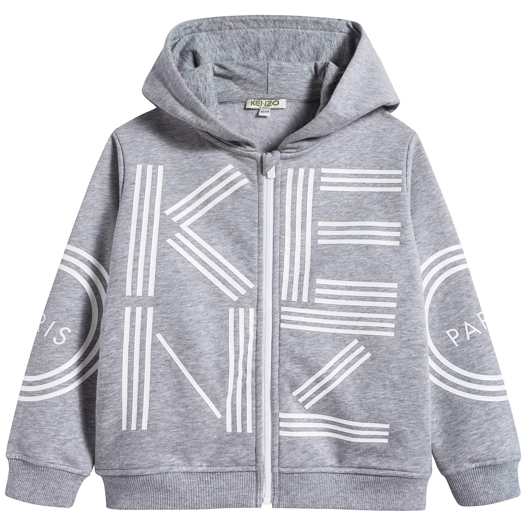 Boys Marl Grey Logo Cotton Cardigan