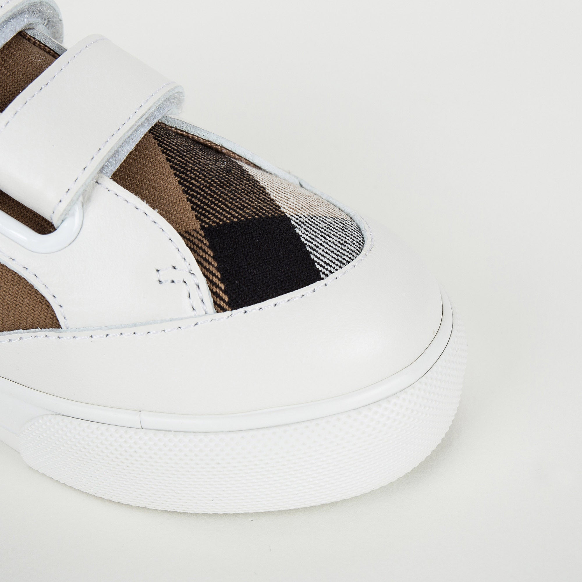 Boys White & Beige Check 'Mini Heacham' Trainers