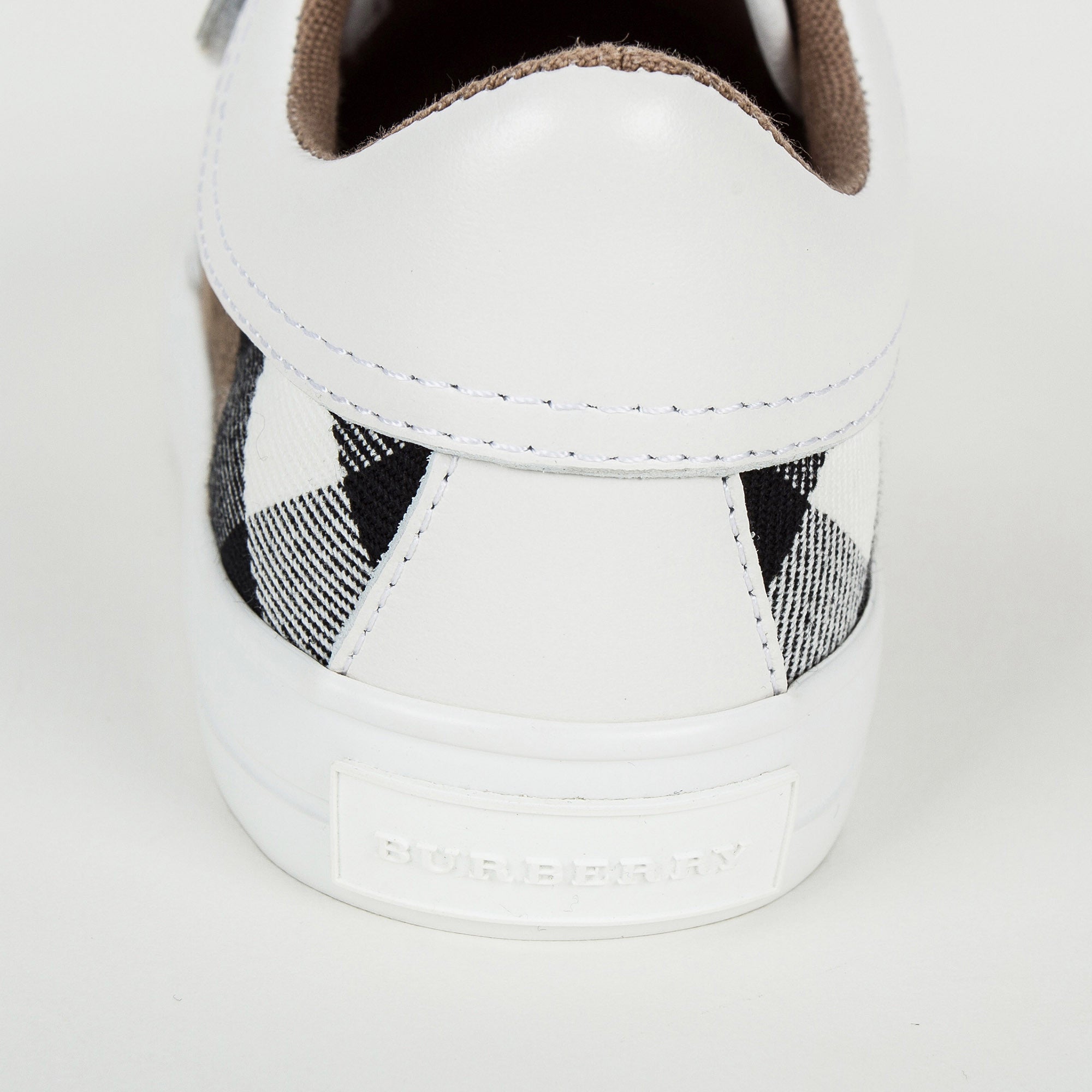 Boys White & Beige Check 'Mini Heacham' Trainers