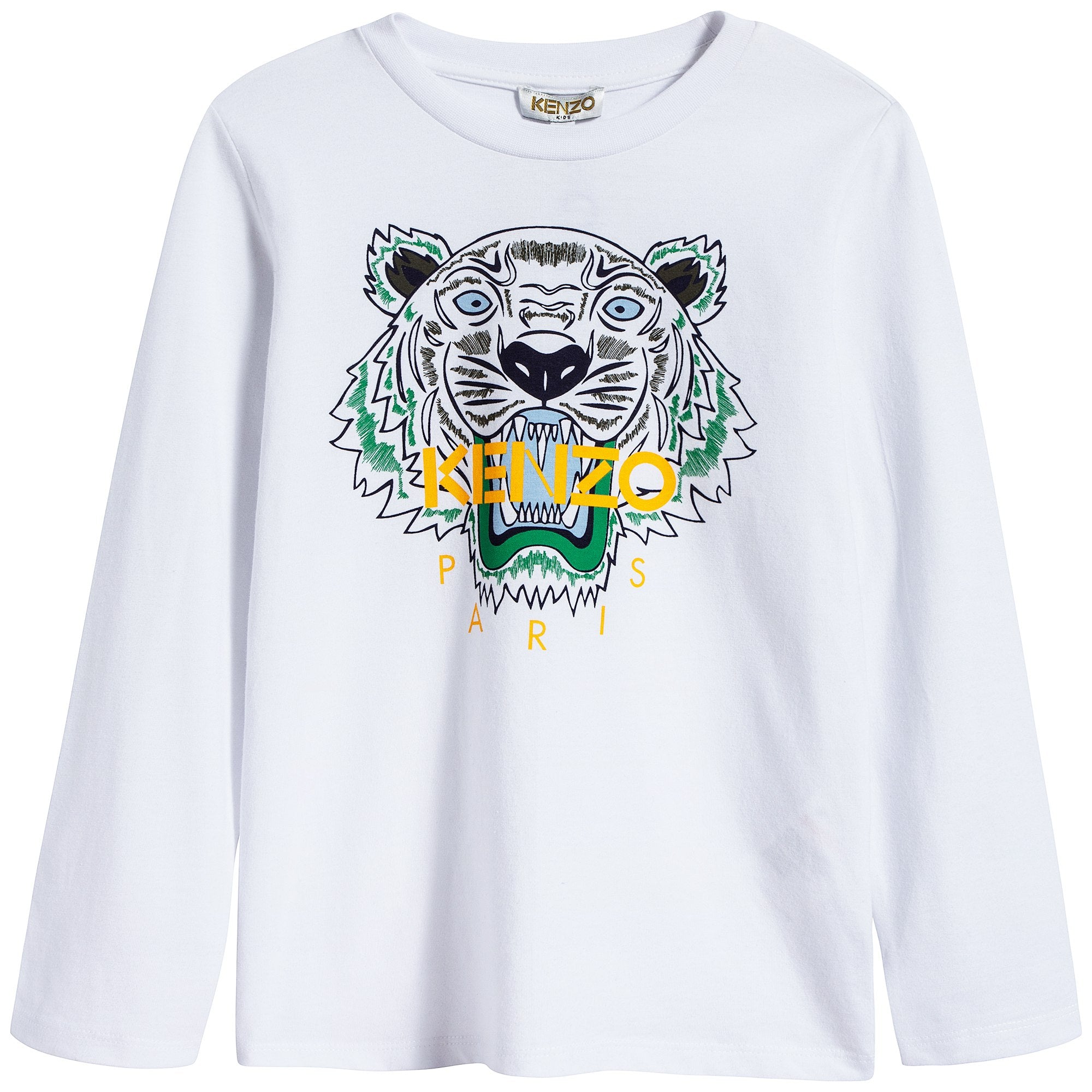 Boys White Tiger Logo Cotton T-shirt