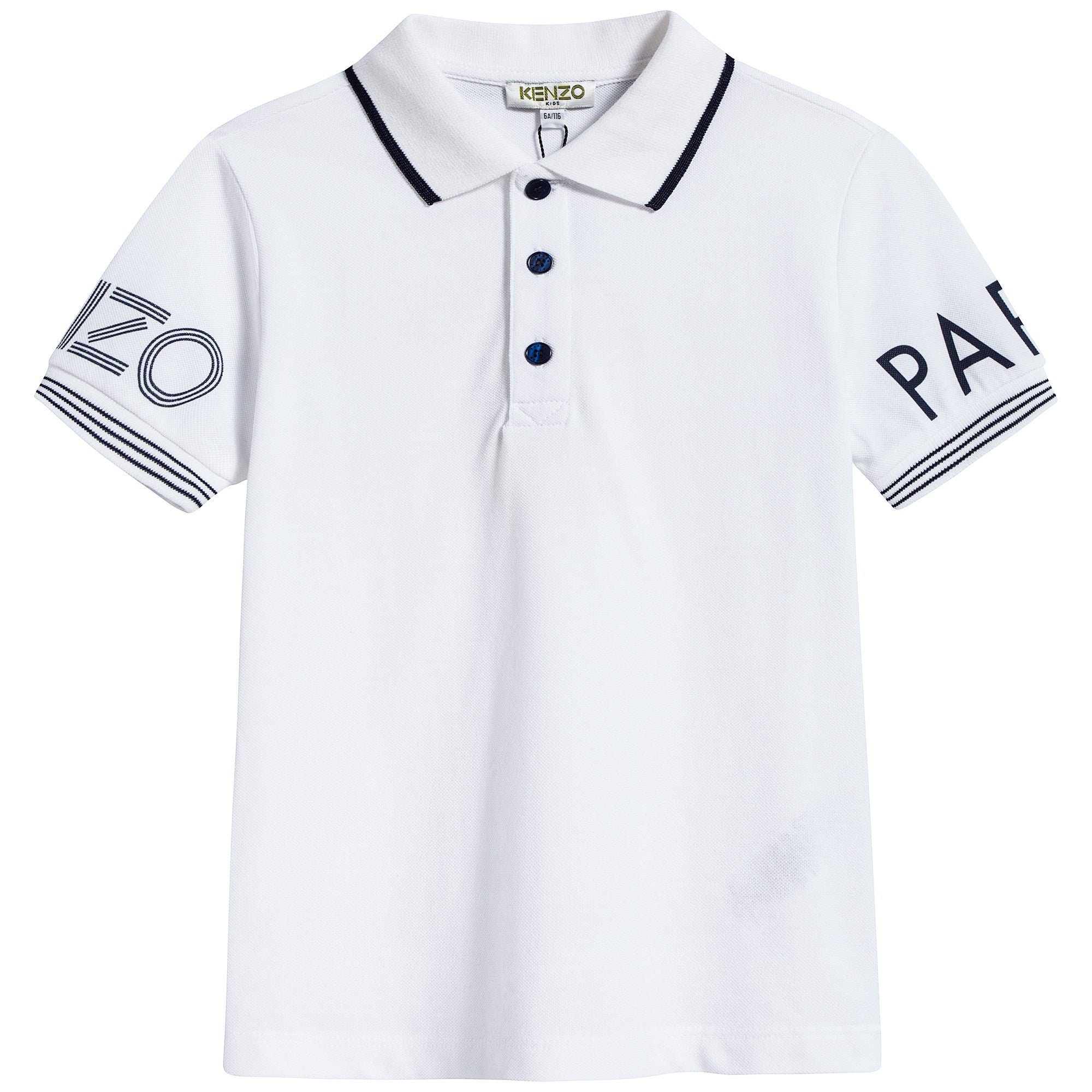 Boys Optical White Cotton Polo Shirt