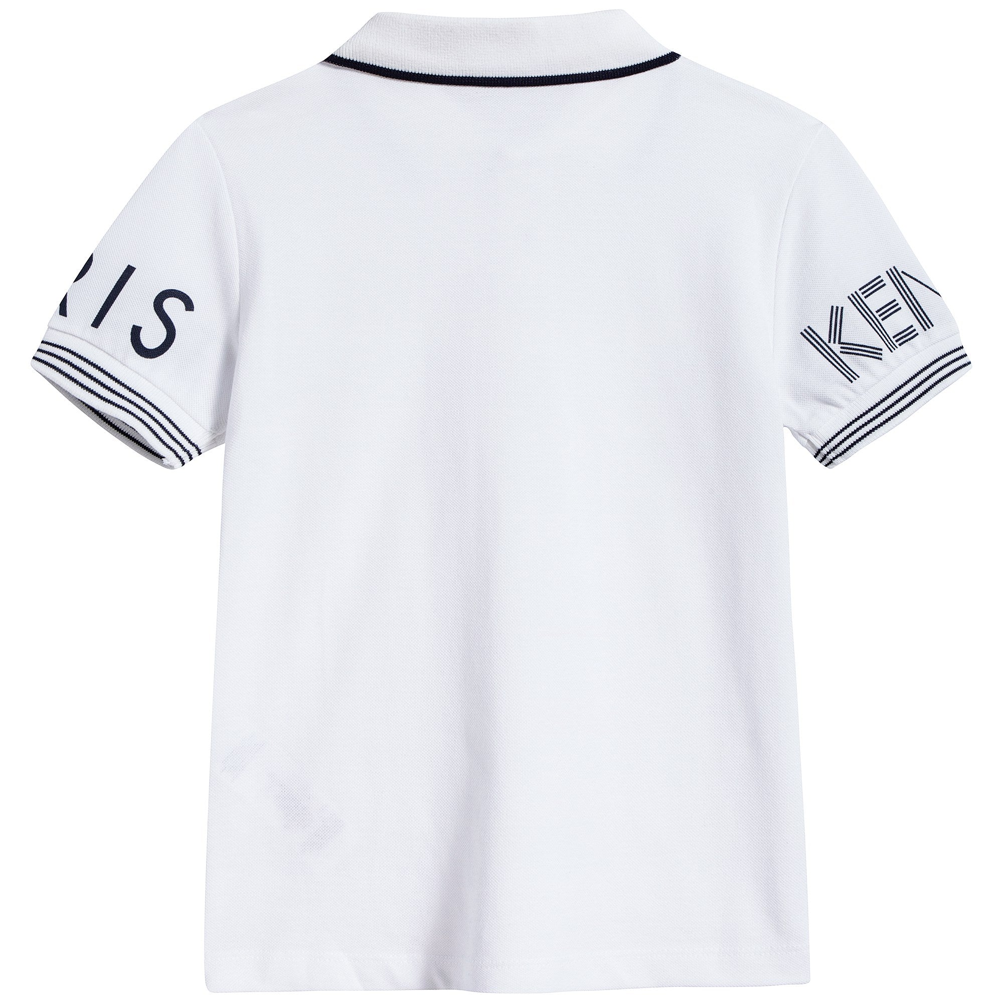 Boys Optical White Cotton Polo Shirt