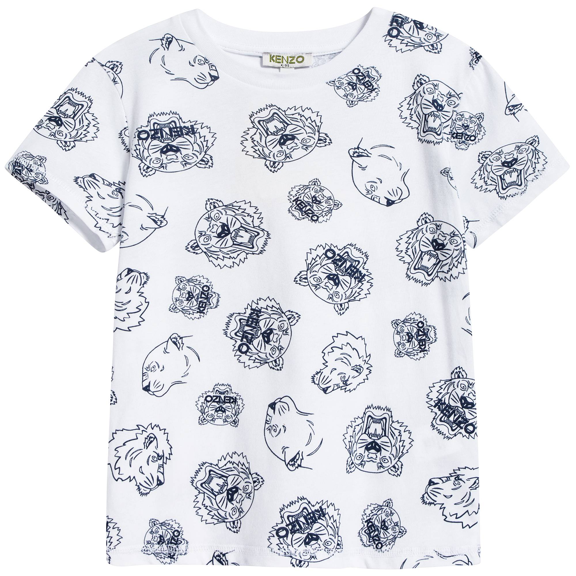 Boys Optical White With Tiger Cotton T-shirt