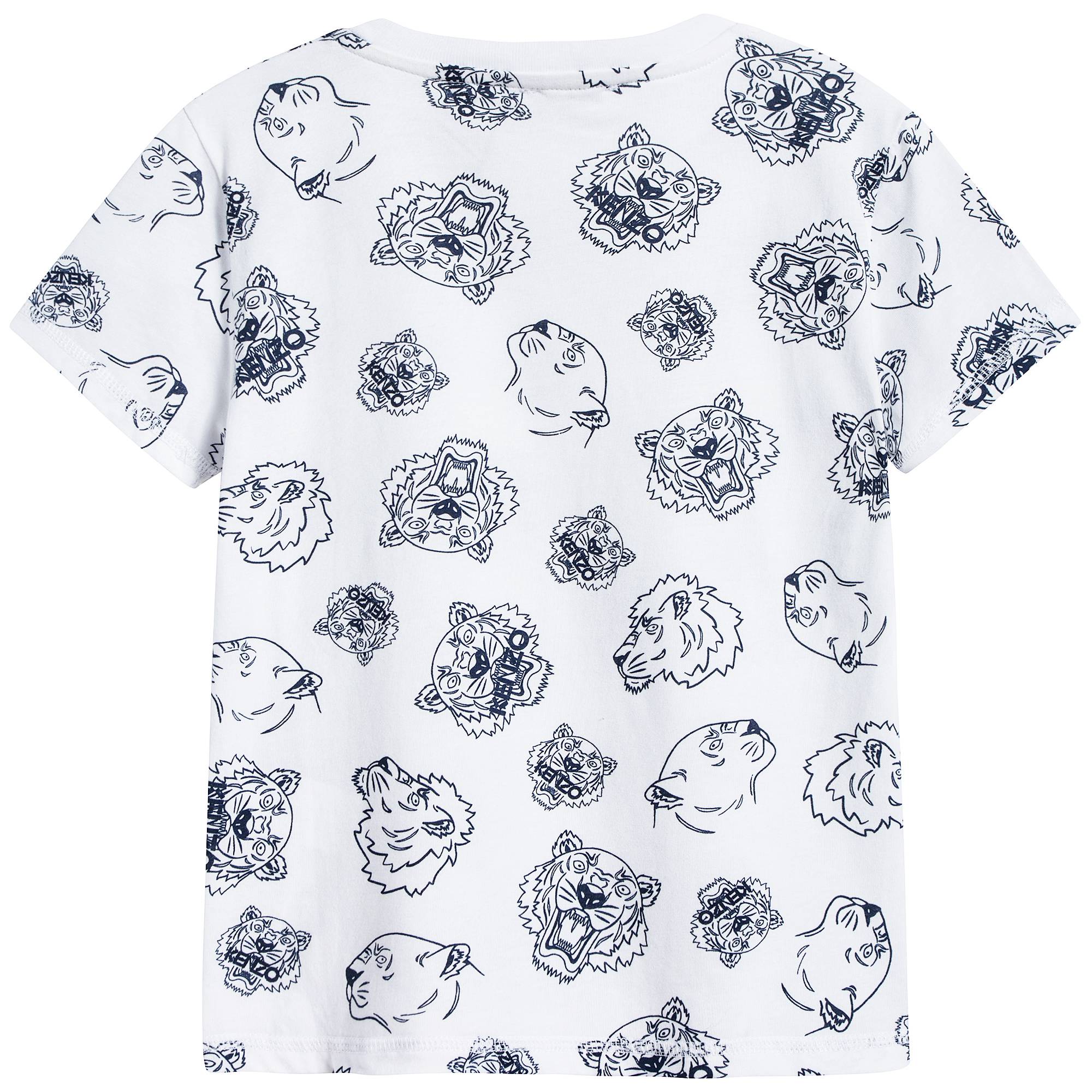 Boys Optical White With Tiger Cotton T-shirt