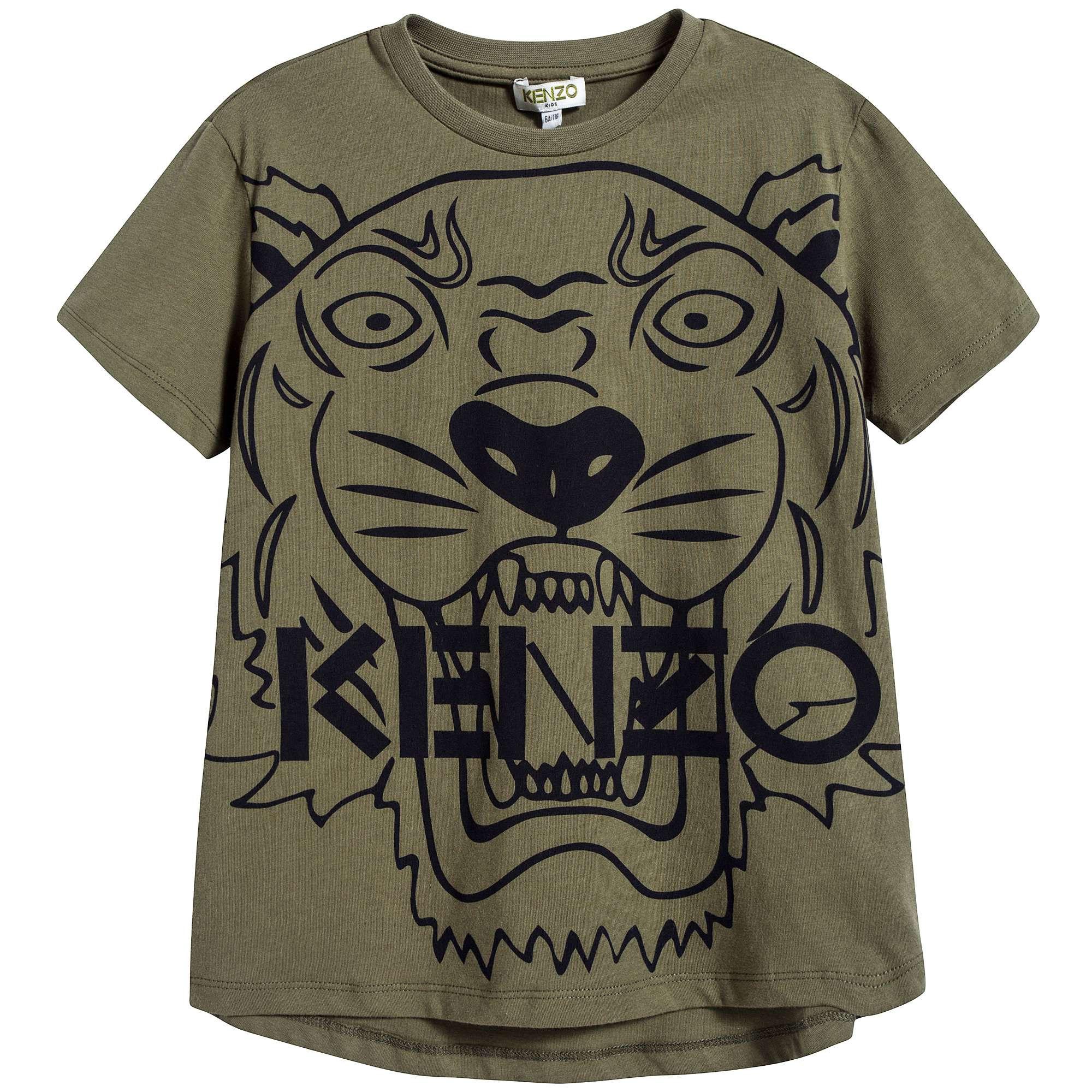 Boys Light Kaki With Tiger Cotton T-shirt