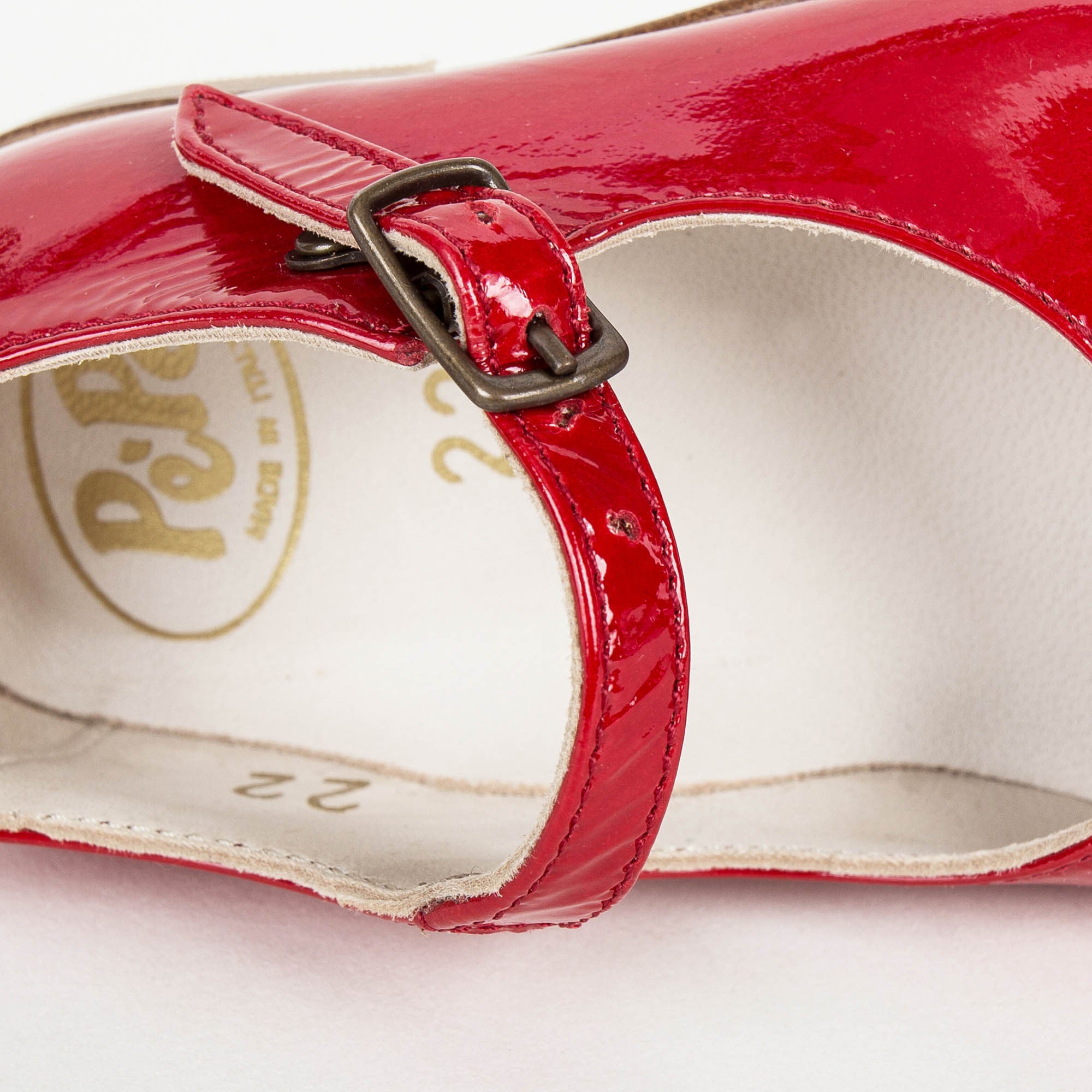 Girls Red Lambskin Leather Shoes