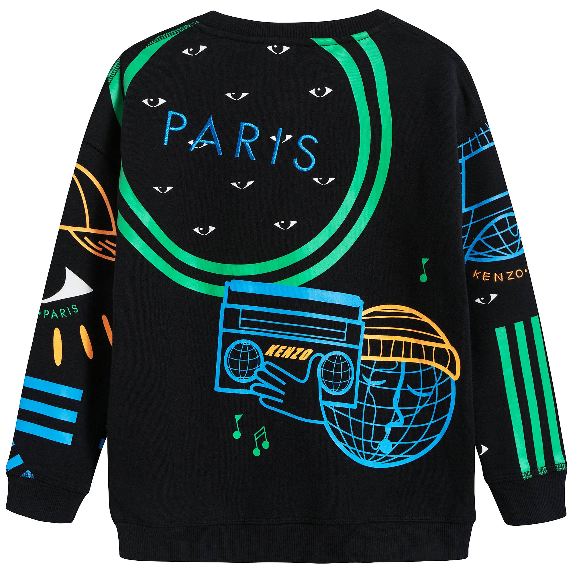 Boys Black Printed Cotton Sweatshirt