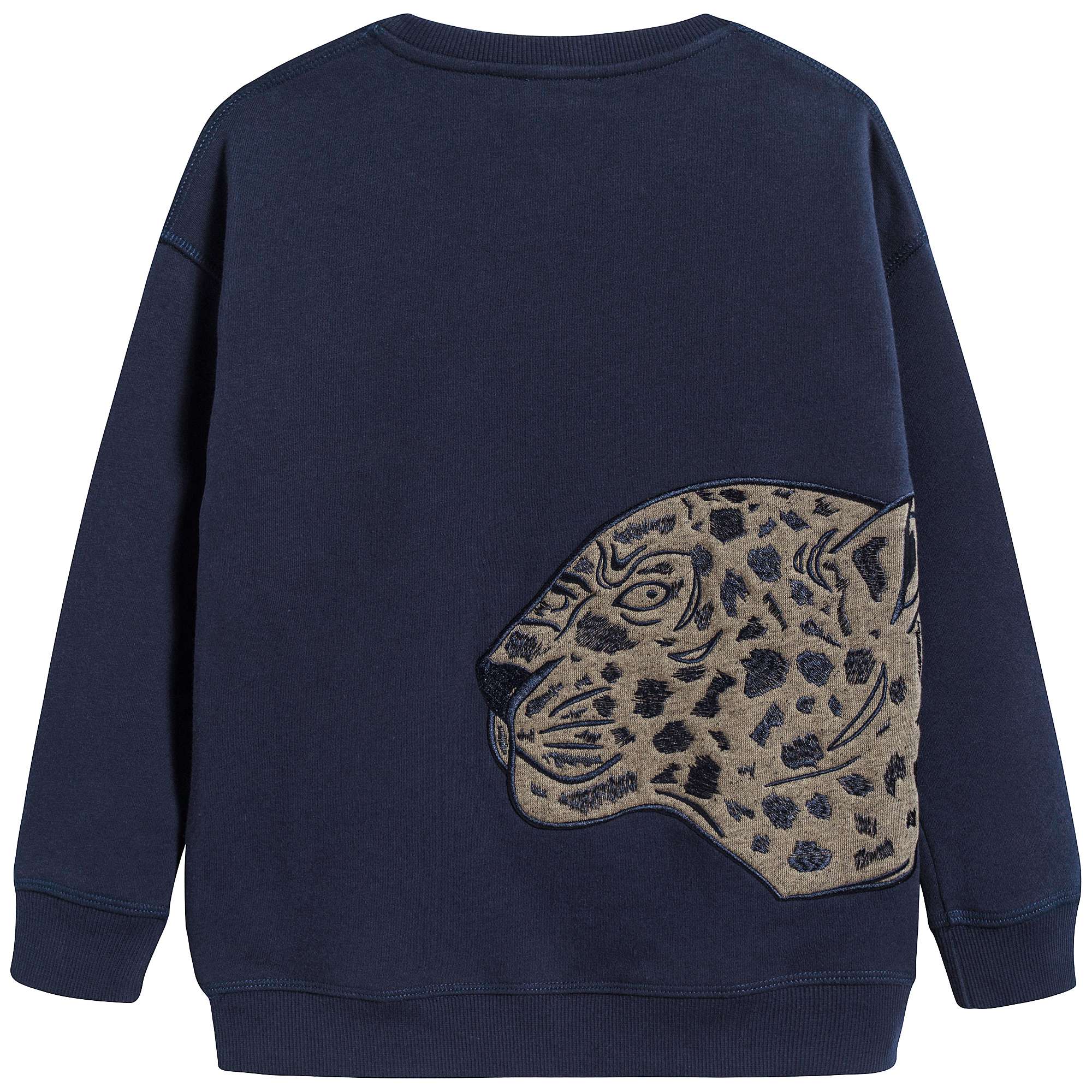 Boys Navy With Tiger Cotton Sweatshirt