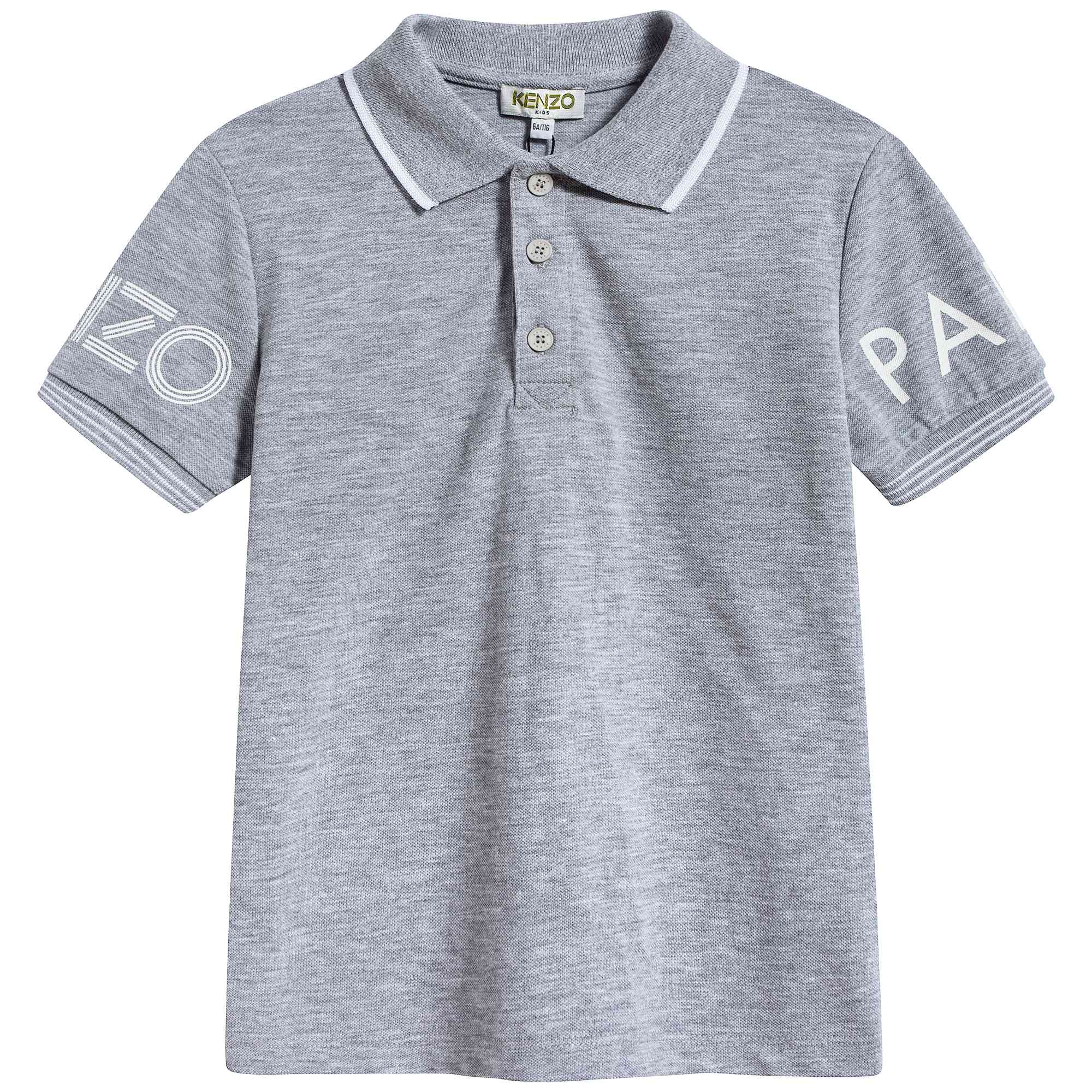 Boys Marl Grey Cotton Polo Shirt