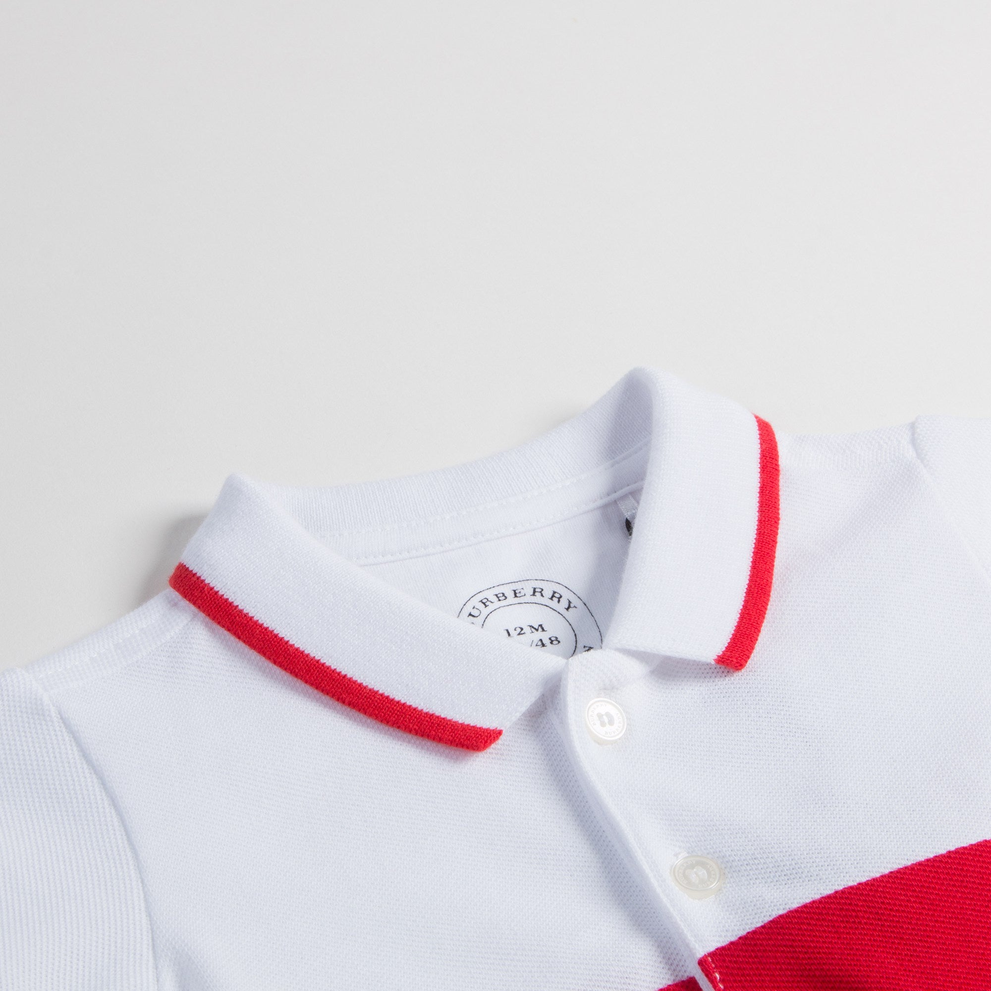 Boys White & Red Logo Cotton Polo Shirt