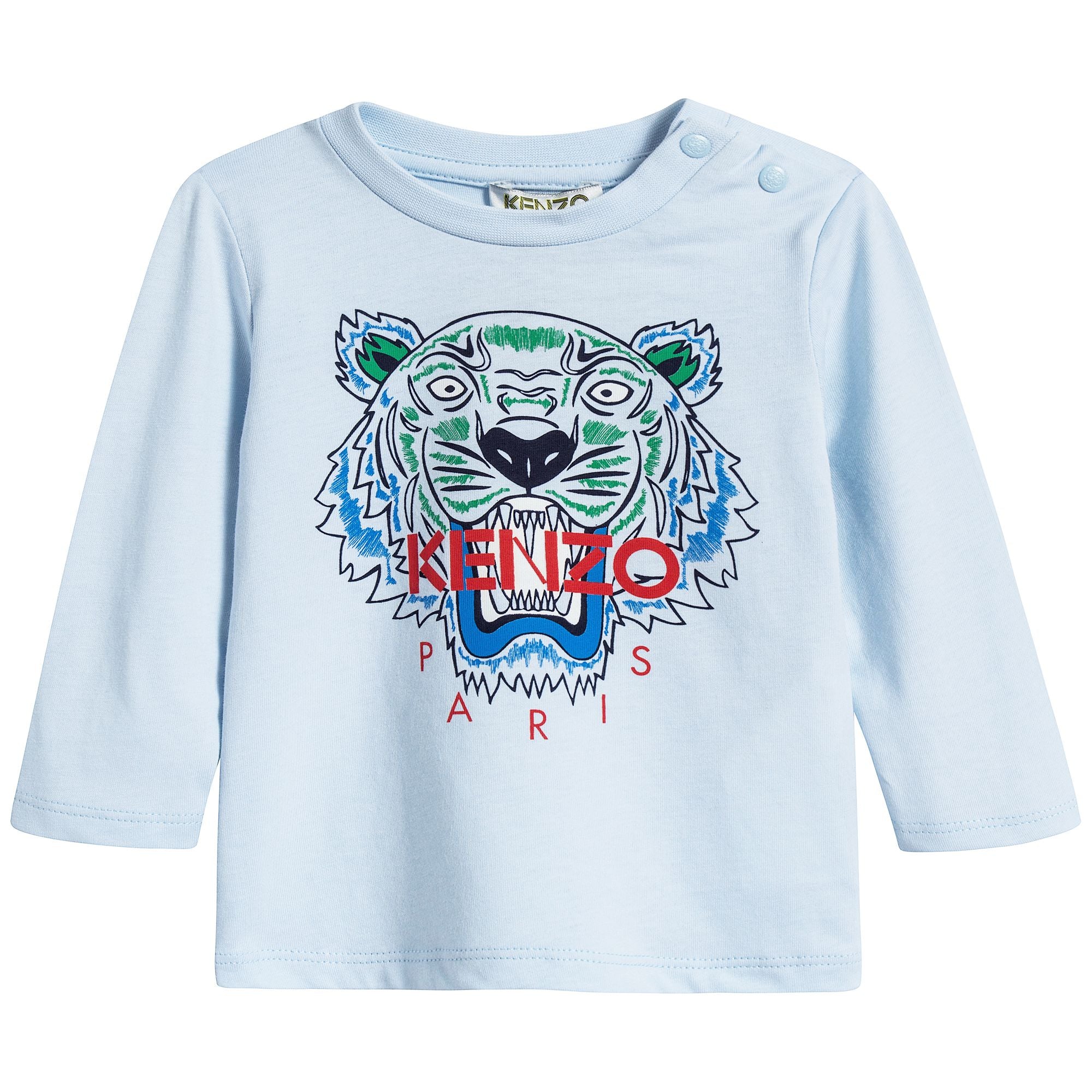 Boys Light Blue Tiger Cotton T-shirt