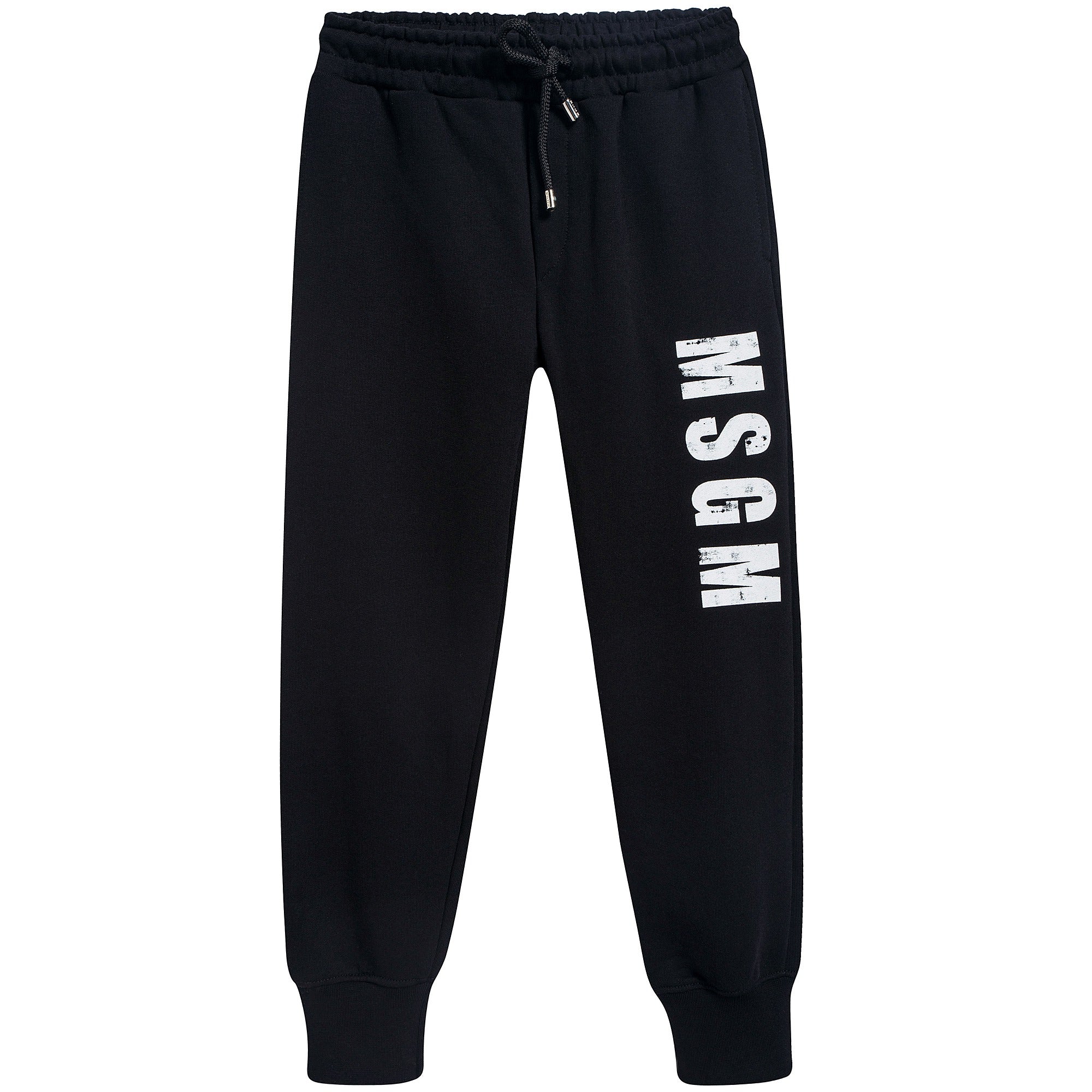 Boys Black Logo Cotton Trousers