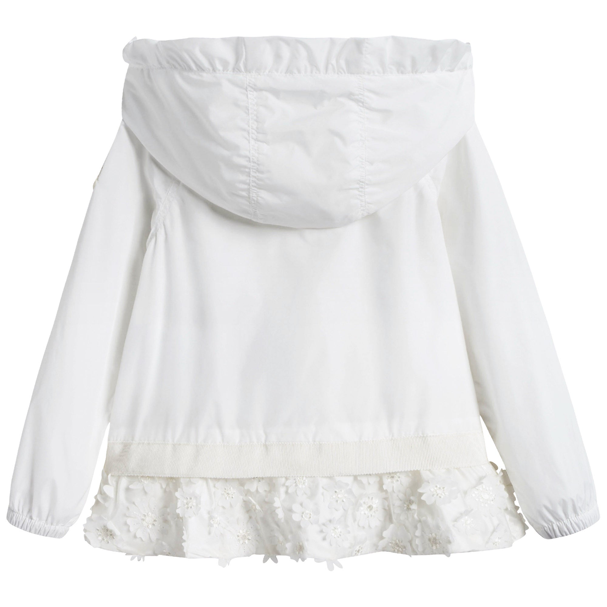 Baby Girls White Windbreaker Jacket With Lace