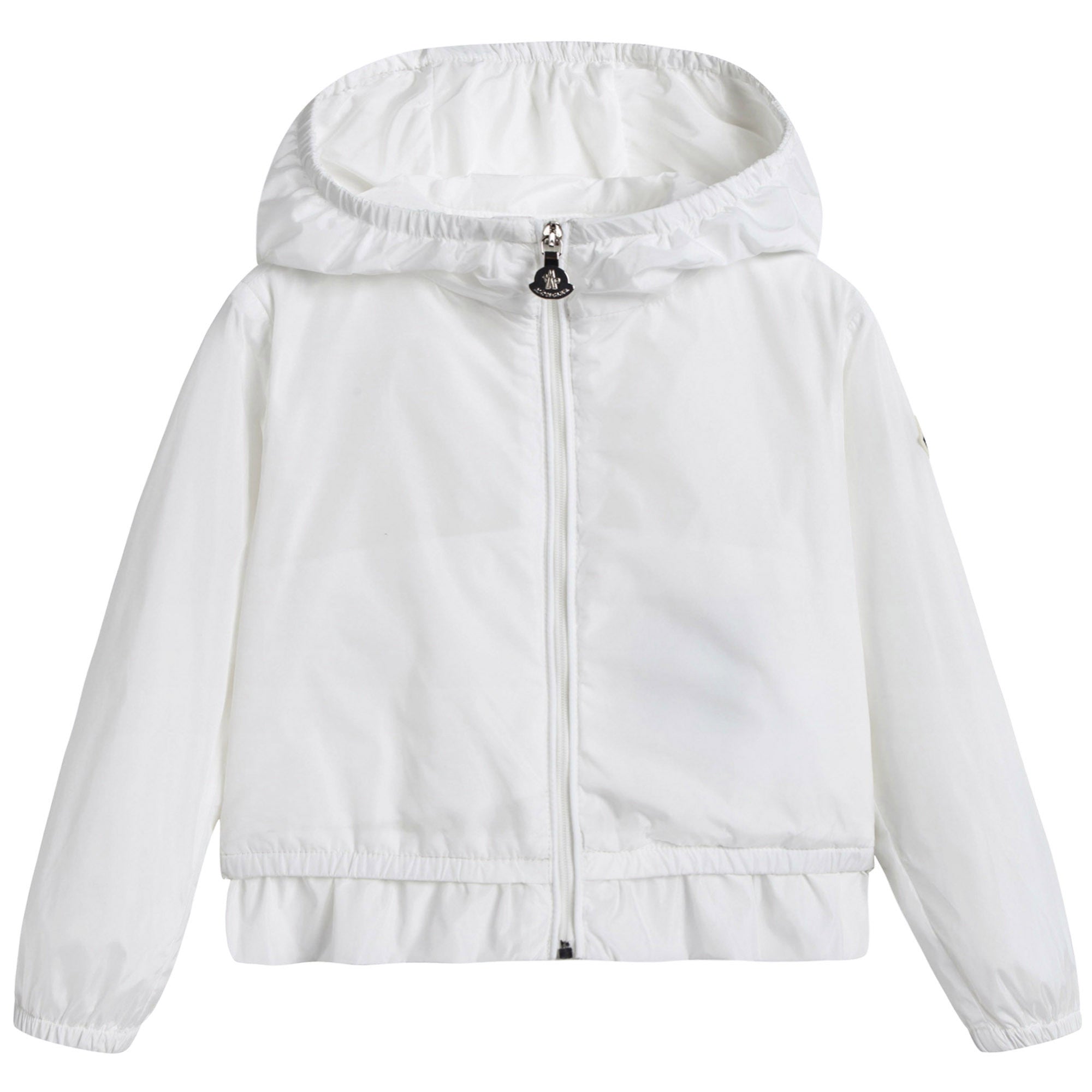 Baby Girls White Windbreaker Jacket With Flounces