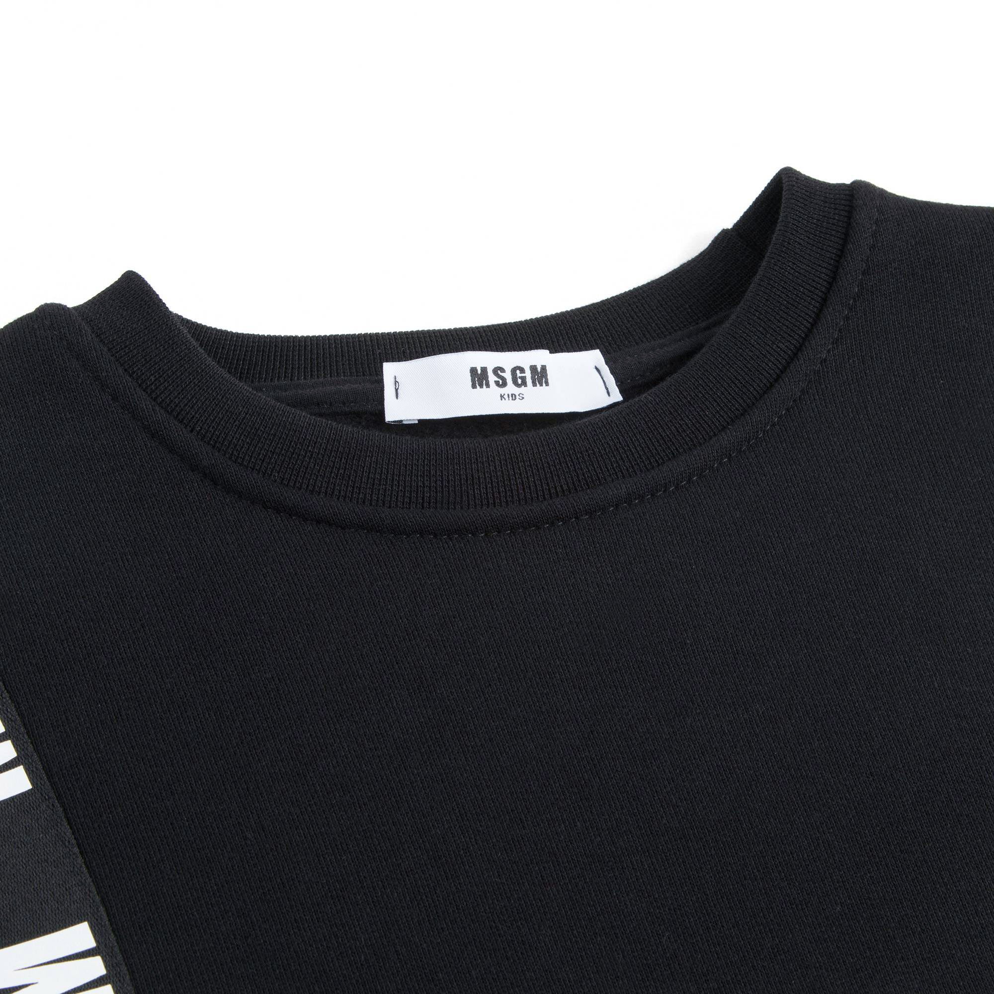 Boys & Girls Black Sweatshirt With Logo Strip