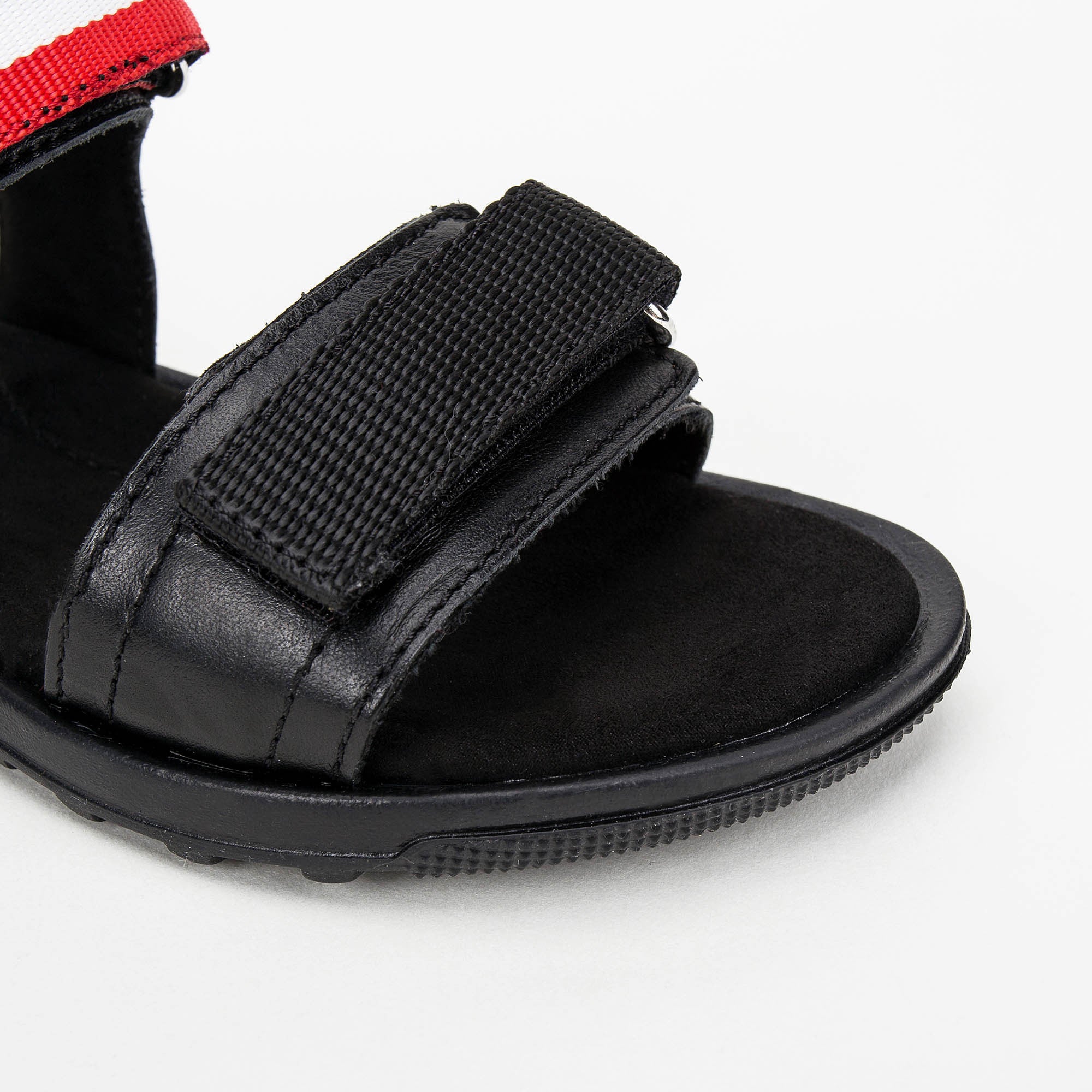 Boys & Girls Black Leather Sandals